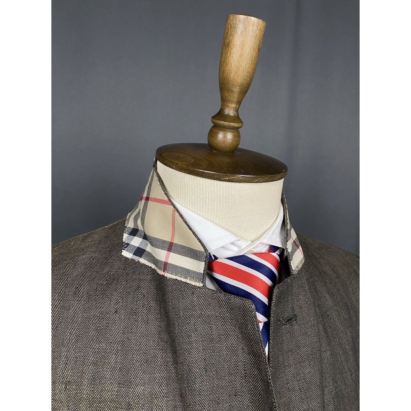 Burberry Burberry Nova Check Collar Herringbone Green Linen Blazer Sp Size 54R - 8 Thumbnail