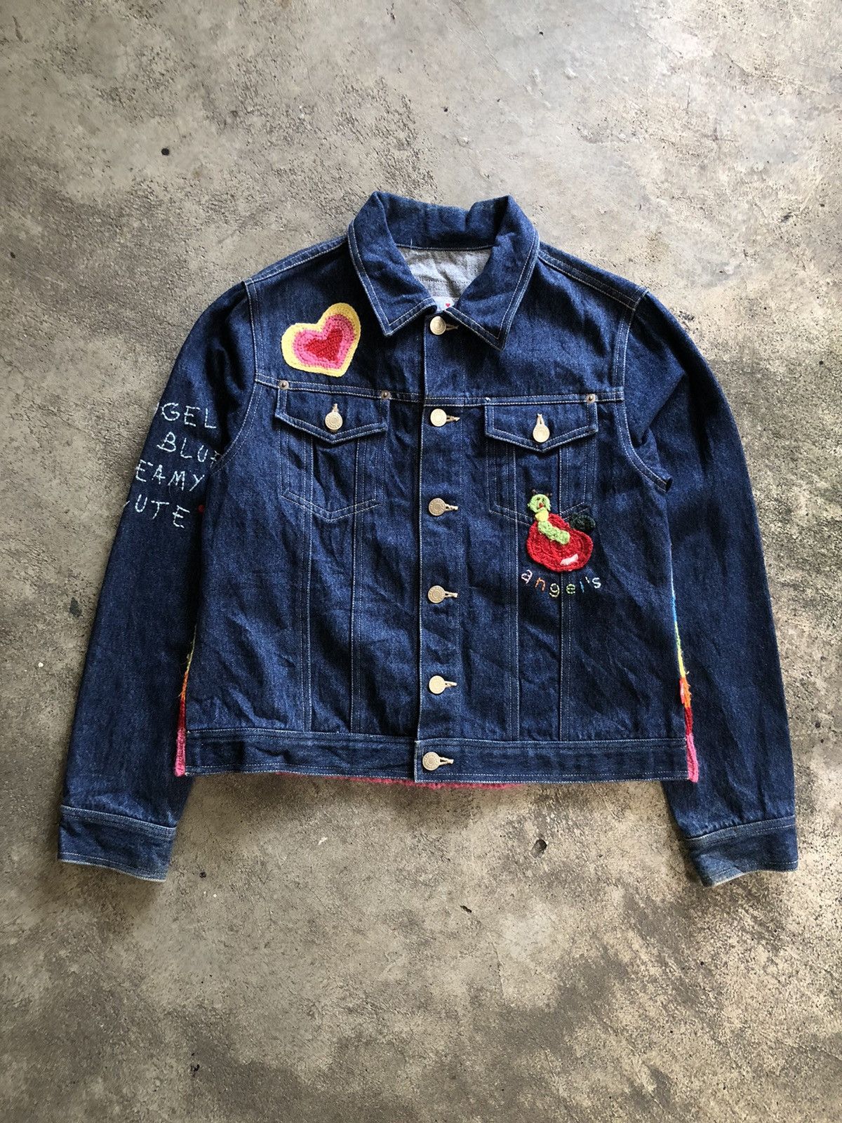 image of 2000S Angel Blue Dreamy And Cute Denim Jacket in Blue Denim, Women's (Size Medium)