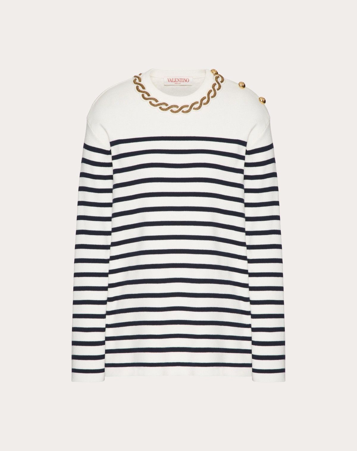 o1s1wg110525 Embroidered Cotton Sweater in White