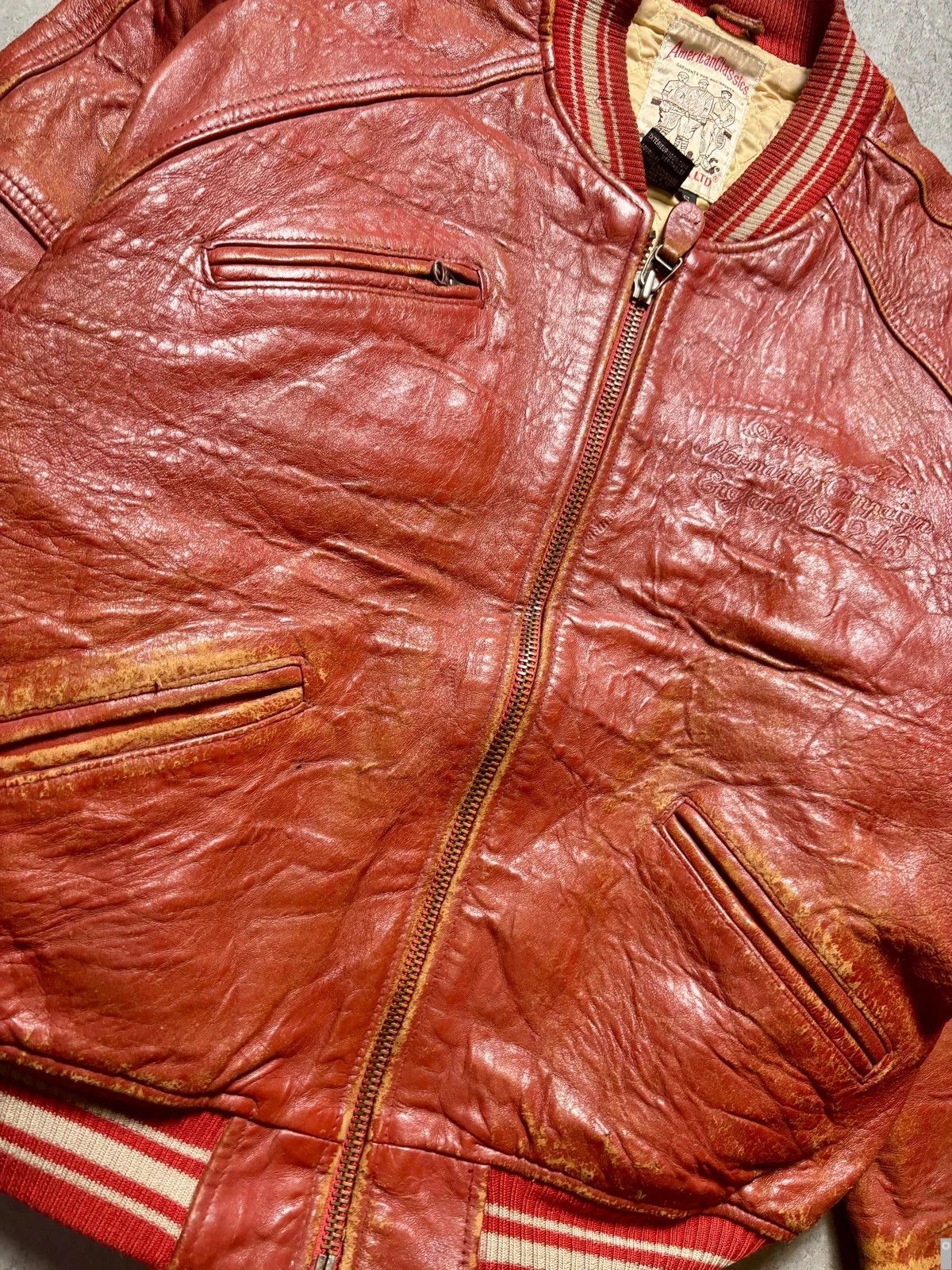 Avirex Veste en cuir Avirex USA – leather jacket - red varsity Size US S / EU 44-46 / 1 - 5 Thumbnail