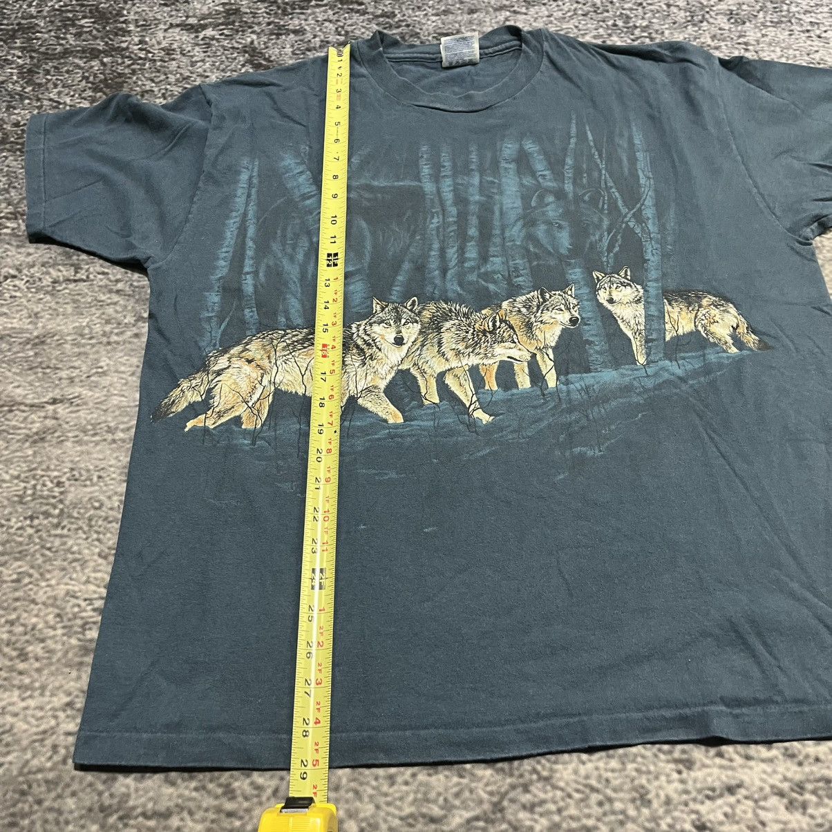 Vintage Vintage 90s Wolf Nature Animal Blue T Shirt Size XL Size US XL / EU 56 / 4 - 10 Thumbnail