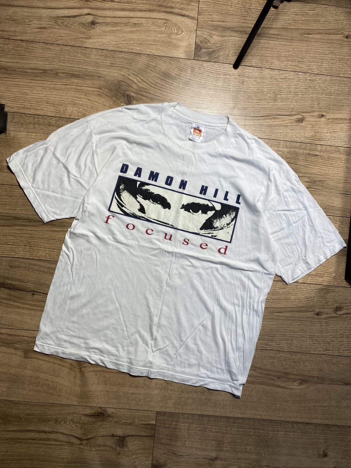 Hanes Vintage 90s Damon Hill "Focused" F1 Racing Tee XL Size US XL / EU 56 / 4 - 1 Thumbnail