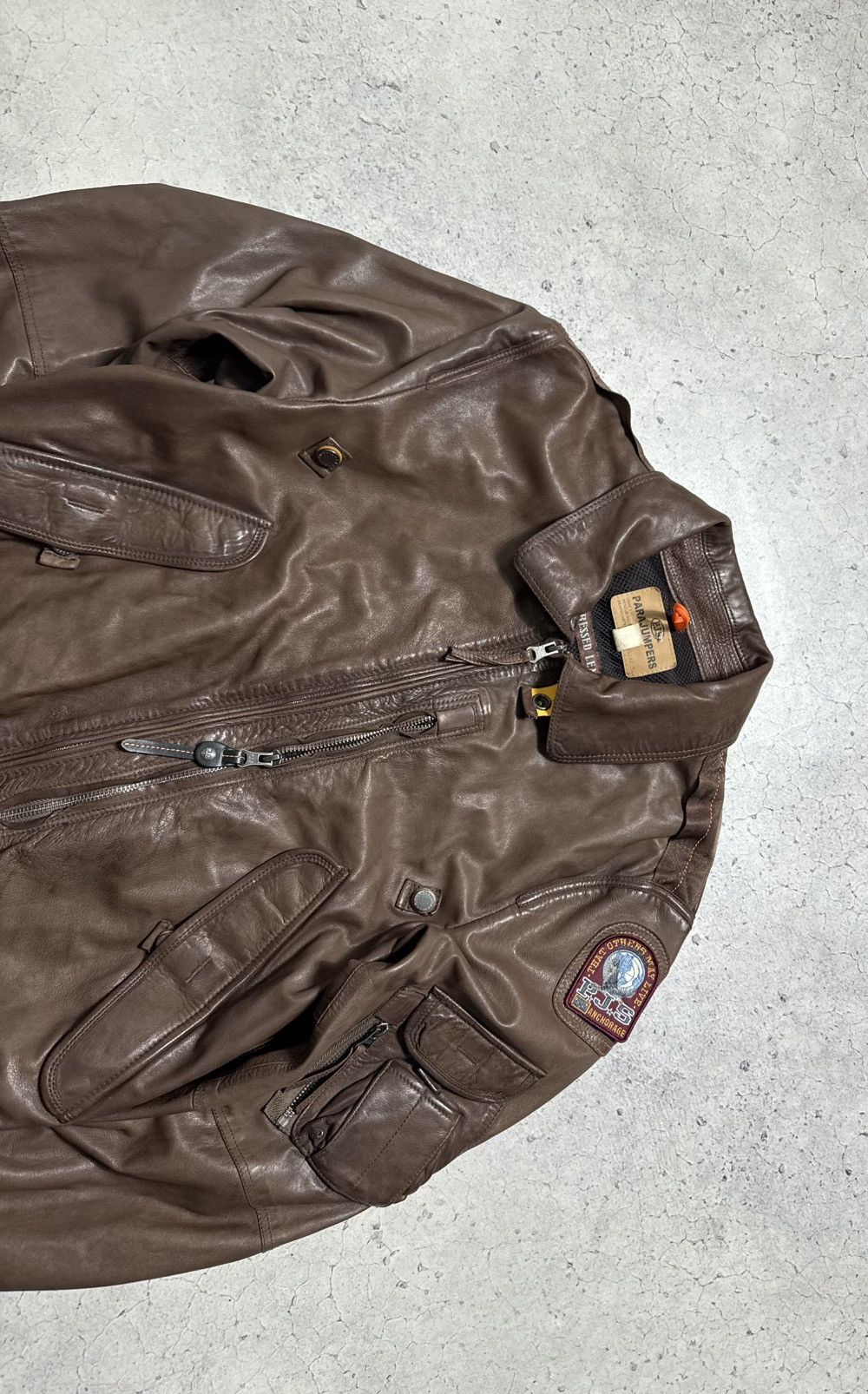 Parajumpers Parajumpers PJS Leather Bomber Jacket Brown Size M Rare Size US M / EU 48-50 / 2 - 9 Thumbnail
