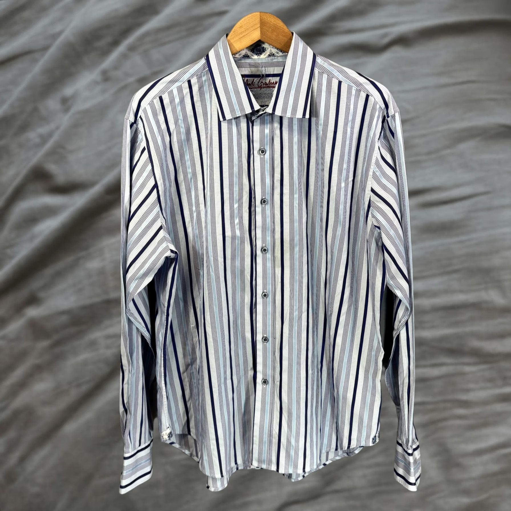Robert Graham Robert Graham Shirt Mens XL Blue Striped Long Sleeve Button Up Cotton Size US XL / EU 56 / 4 - 1 Thumbnail