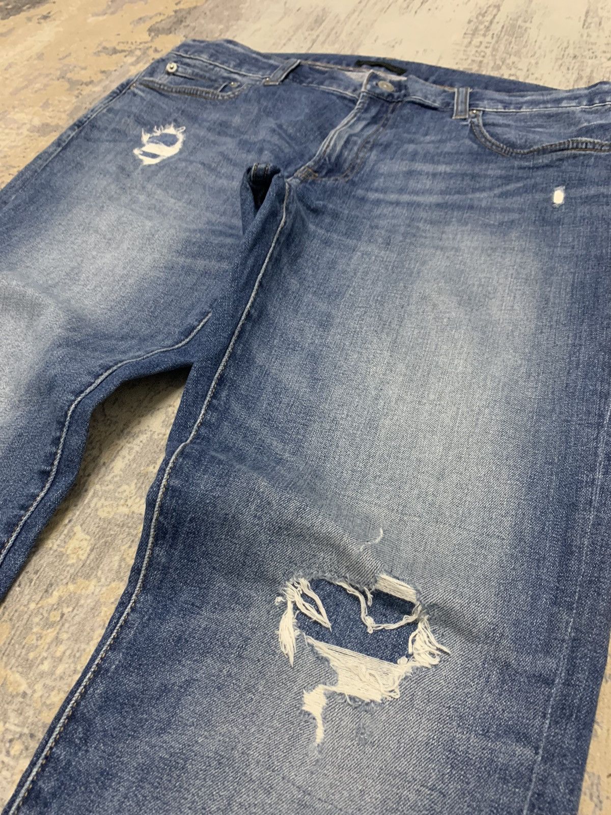 Japanese Brand Uniqlo Archive Style Distressed Slim Fit Denim Pants Size US 35 - 6 Thumbnail