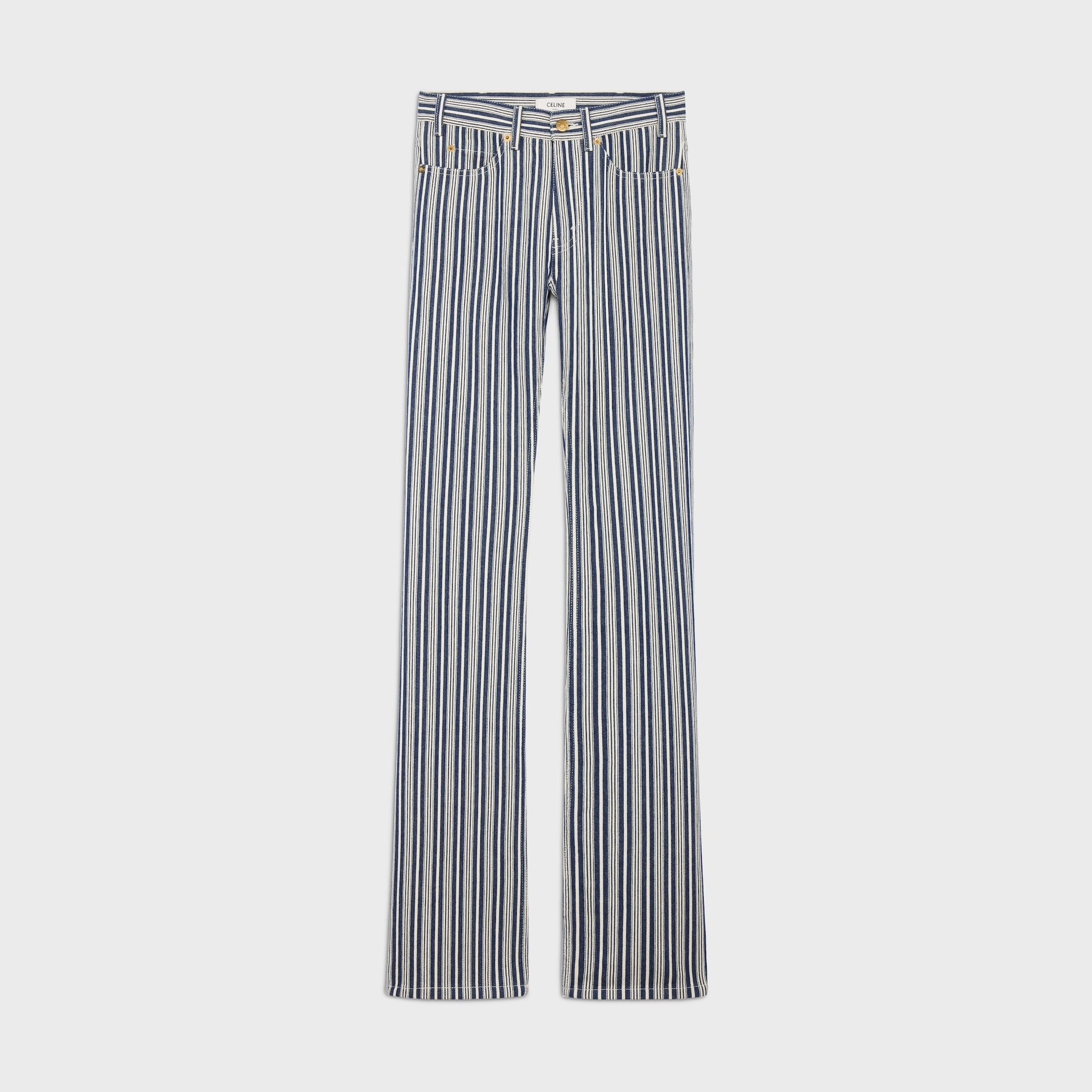 Celine LULU JEANS IN HICKORY STRIPED COTTON blue/white rinsed Size 28" / US 6 / IT 42 - 1 Thumbnail