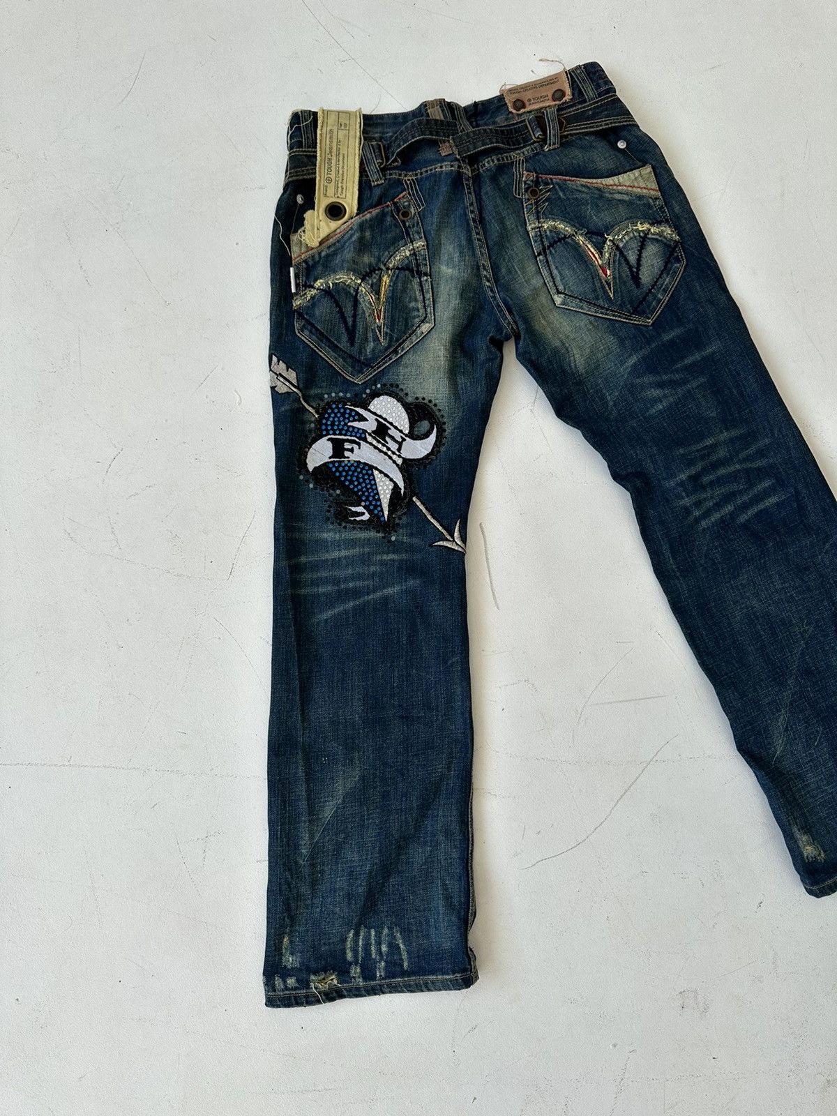 Japanese Brand Tough Jeansmith Japan Distressed Baggy Denim Jeans Size US 36 / EU 52 - 16 Thumbnail