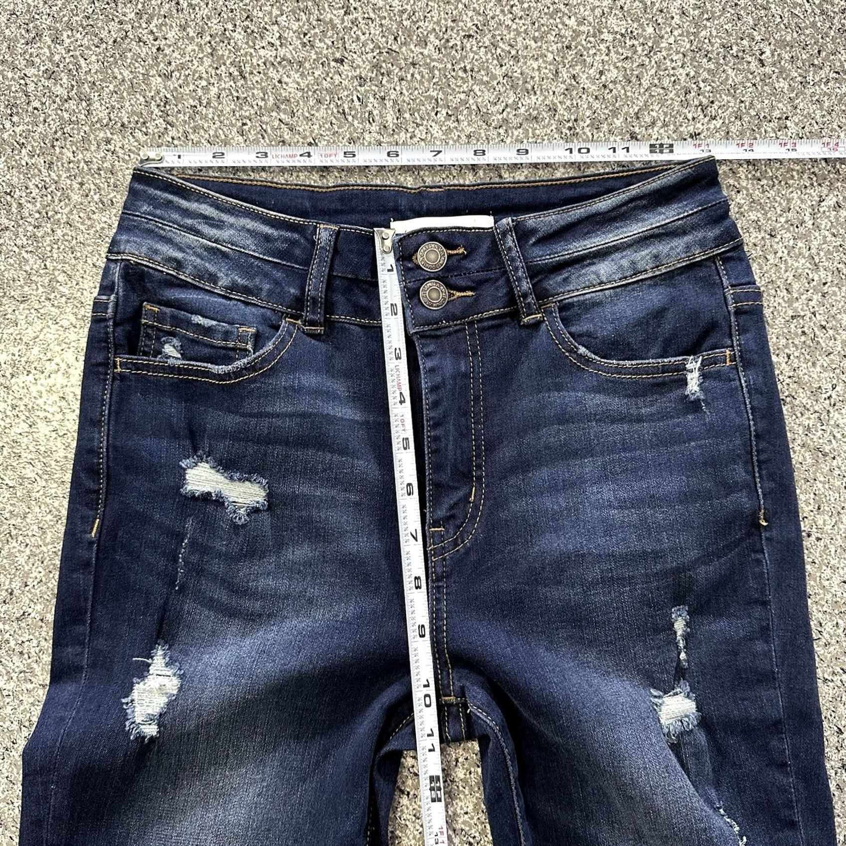 Vintage VINTAGE Vervet Jeans Womens 27 Blue 27x31 High Rise Skinny Jeggings Distressed Denim Dark Wash Size 27" / US 4 / IT 40 - 7 Thumbnail