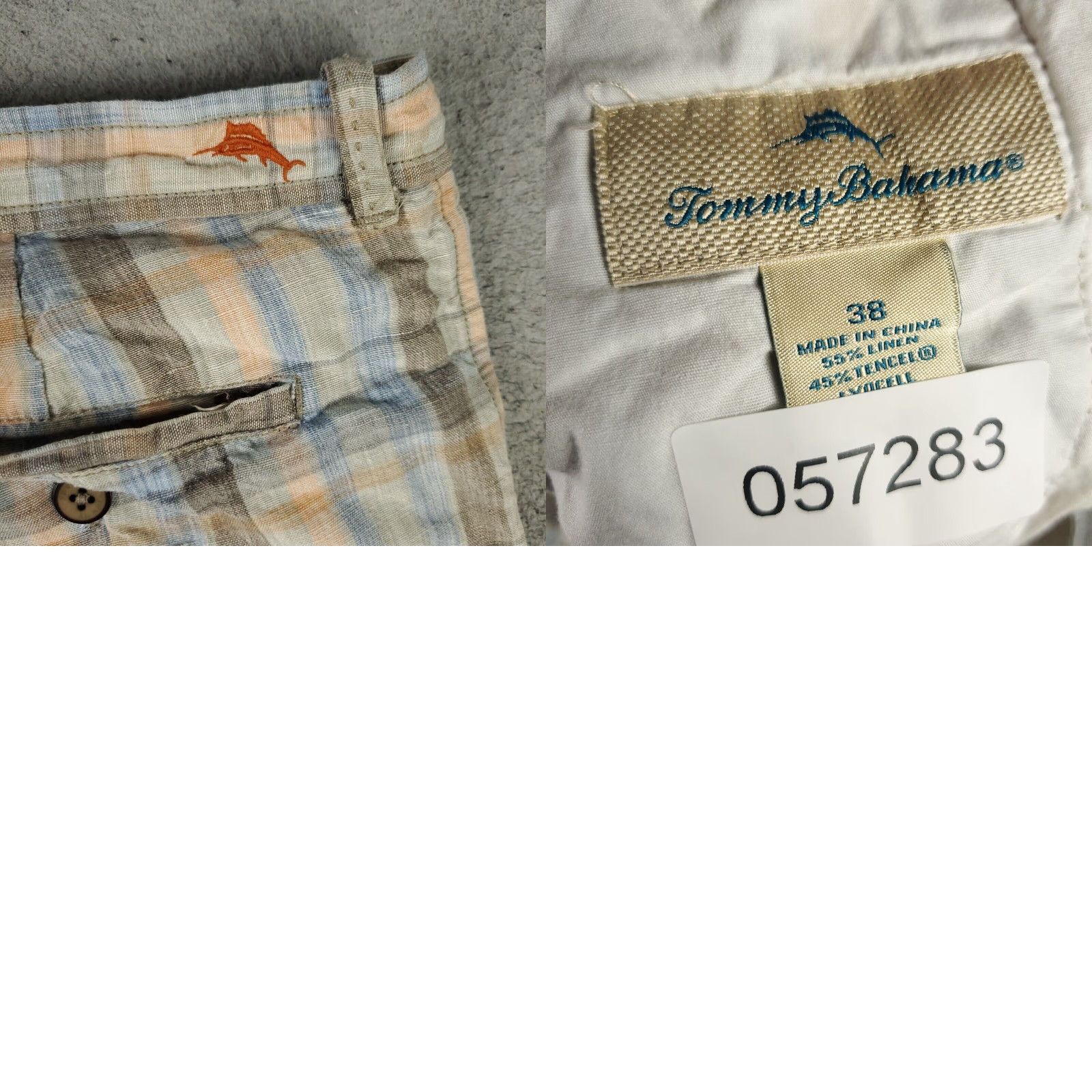Tommy Bahama VINTAGE Tommy Bahama Men's Shorts Size 38 Linen Plaid Flat Front Casual Chino Blue Size US 38 / EU 54 - 8 Thumbnail