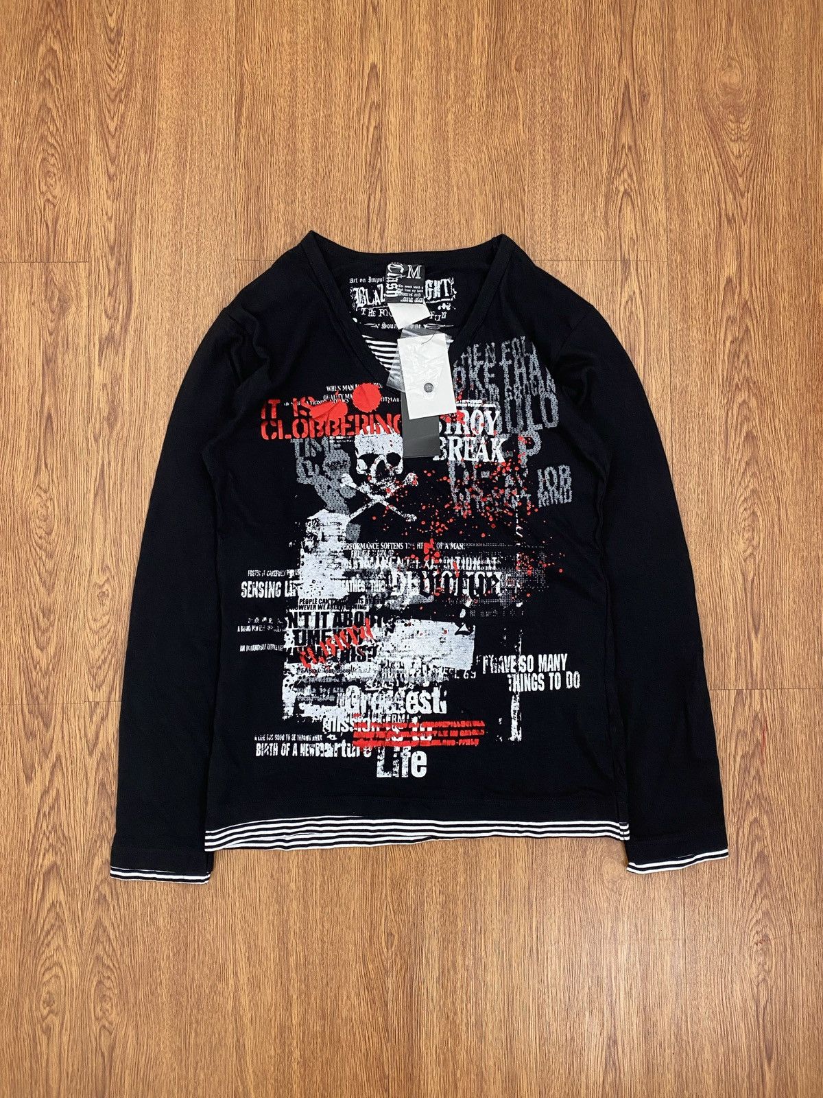 image of If Six Was Nine x Le Grande Bleu L G B Clash Ahead Skull Poem Punk/gothic Style in Black (Size Medi