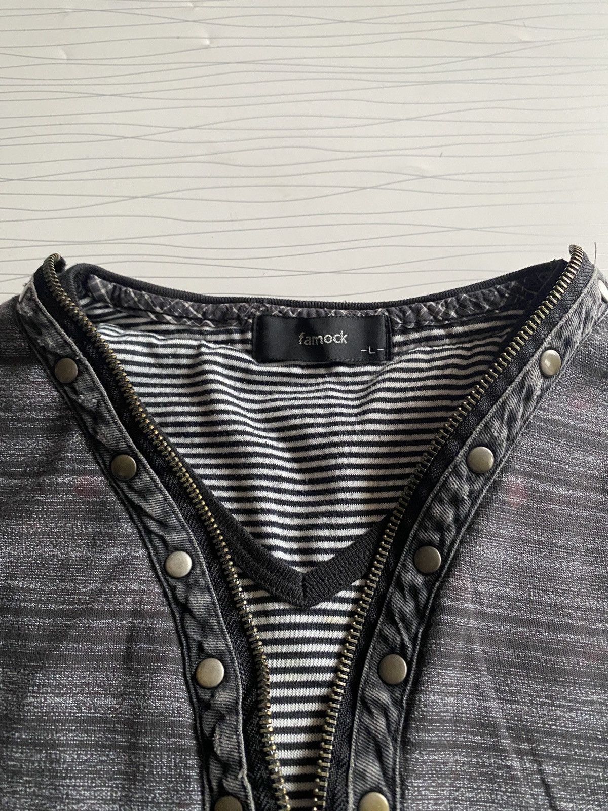 Raf Simons Japanese Famock Studed Zipper Double Layer Tee Size US L / EU 52-54 / 3 - 9 Thumbnail