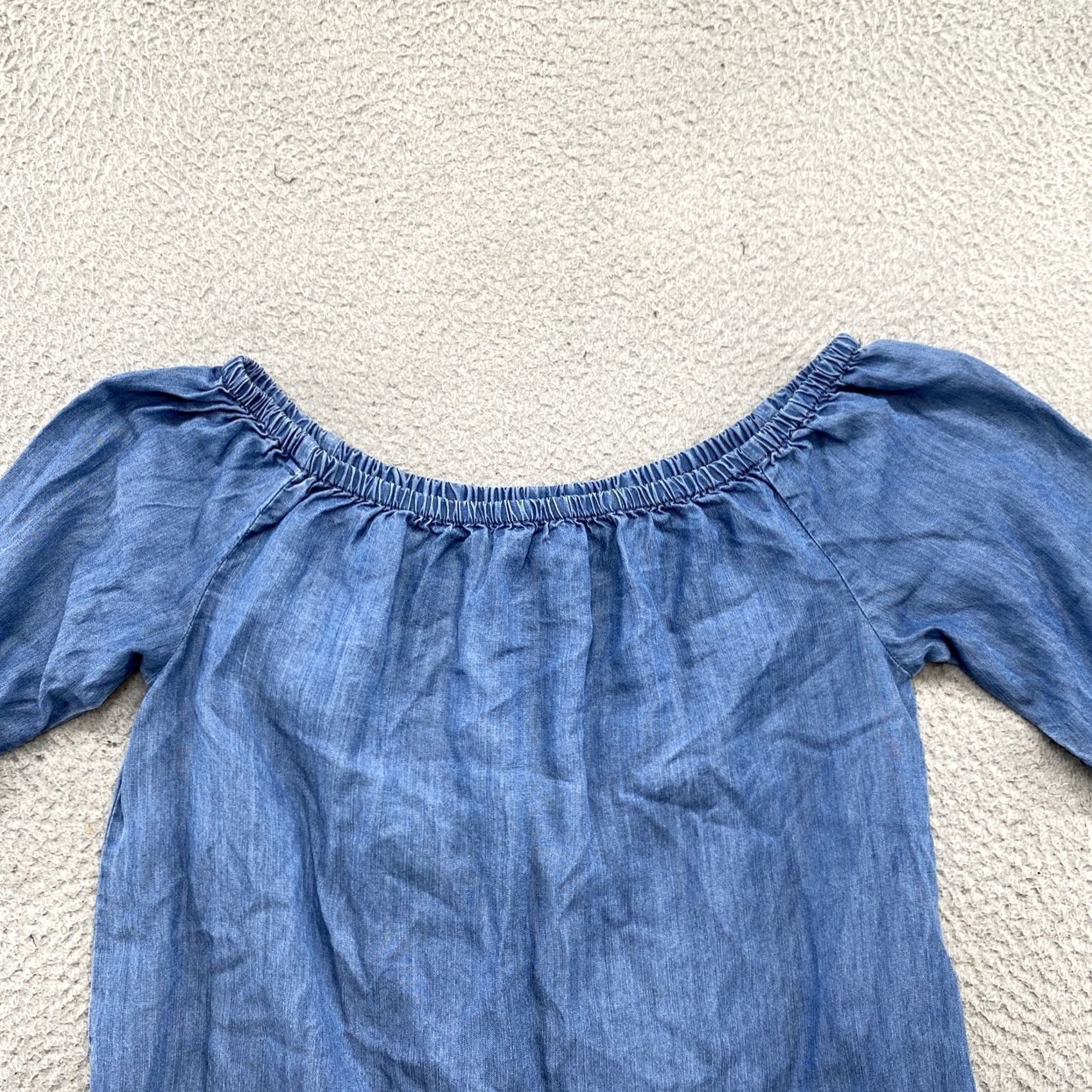 Vintage Beach Lunch Lounge Shirt Women’s Blue Chambray Lyocell 3/4 Sleeve V-Neck Pullover SZ S Size S / US 4 / IT 40 - 2 Thumbnail