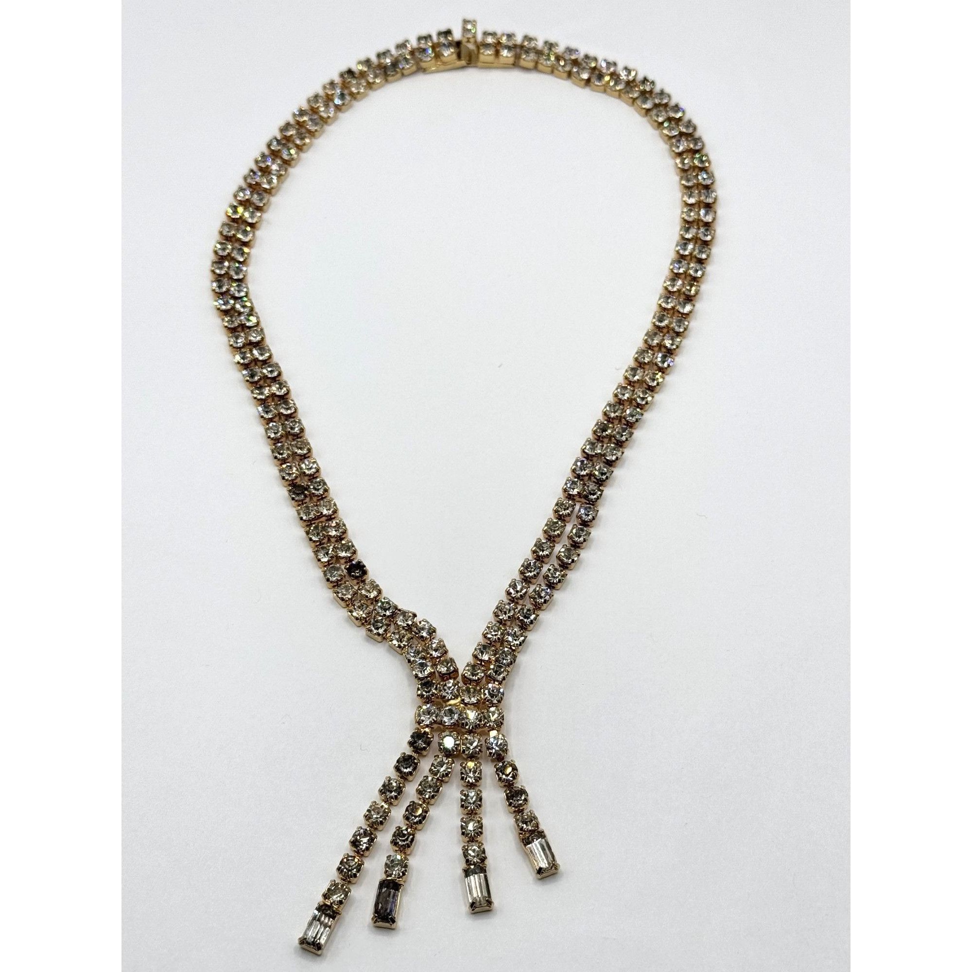 Vintage Vintage rhinestone chain gold tone waterfall tassel necklace Size ONE SIZE - 5 Thumbnail