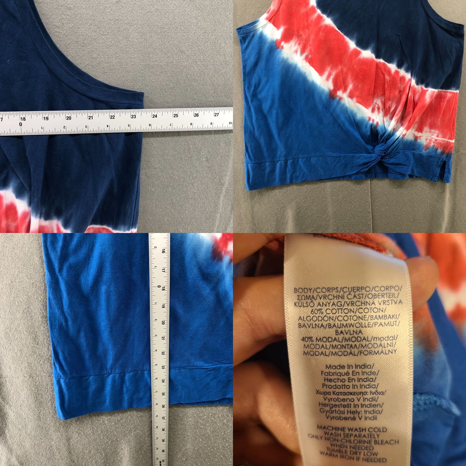 Chaps NWT Chaps Tank Womens XXL Tie Dye Red Blue Cotton Modal Crew Neck Sleeveless Holiday Patriotic Size XXL / US 16-18 / IT 52-54 - 8 Thumbnail