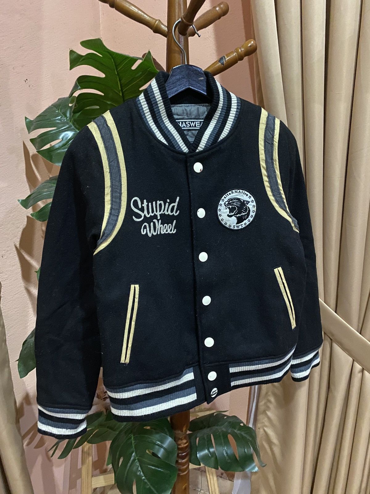 Japanese Brand Vintage RNASWEAT Stupid Wheel Varsity Jacket Wool Blend Size S / US 4 / IT 40 - 3 Thumbnail