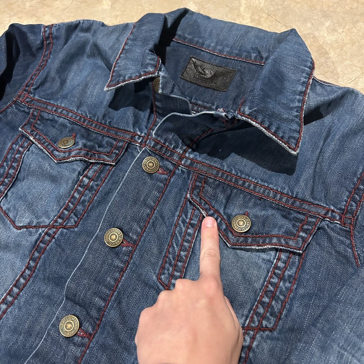 Japanese Brand × Robins Jeans × Vintage Robin’s Jeans Thick Stitch Denim Jacket Oversized Designer Size US XXL / EU 58 / 5 - 8 Thumbnail