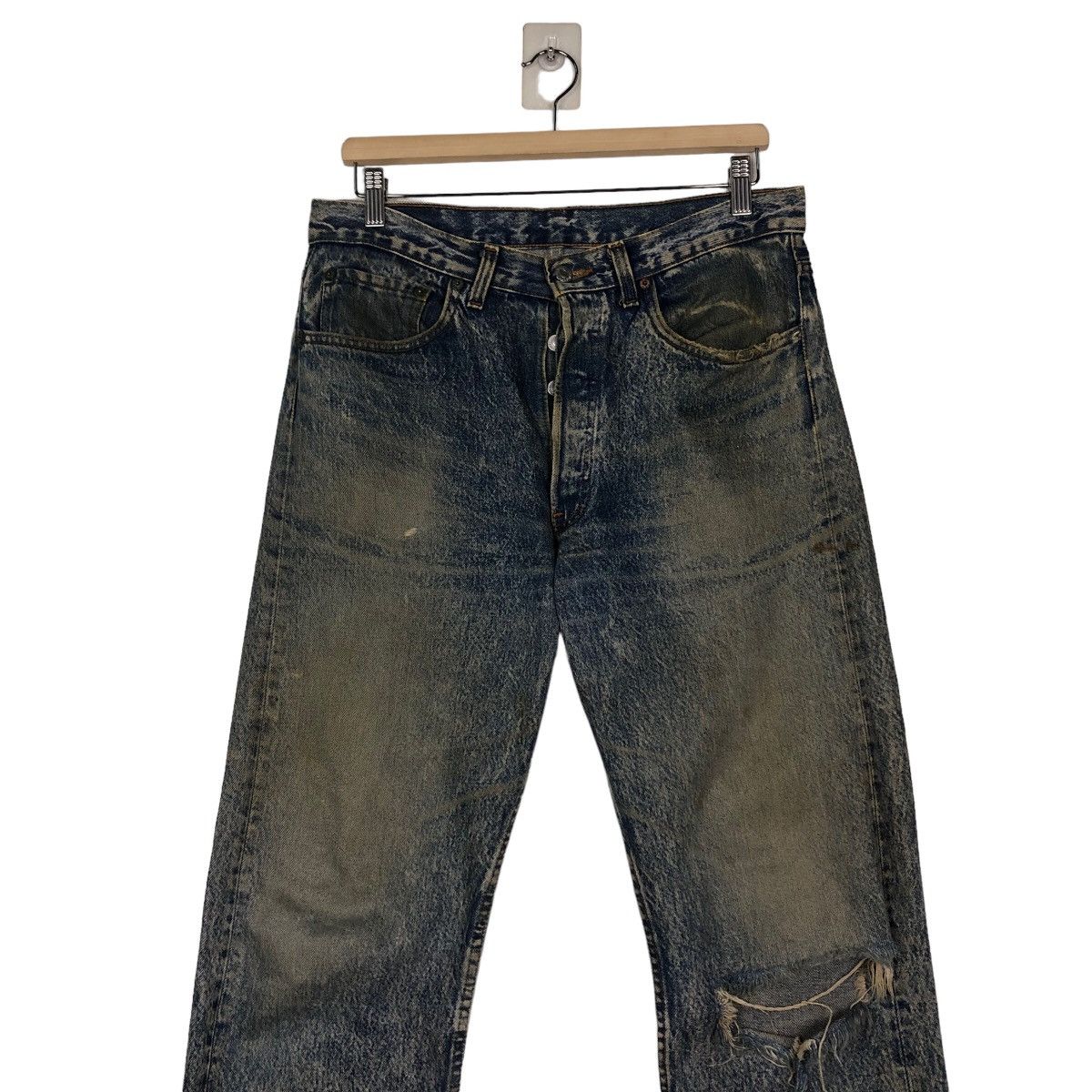 Levi's 🔥VINTAGE DENIM JEANS LEVI’S 501 DISTRESSED RUSTY DESIGN Size US 33 - 4 Thumbnail