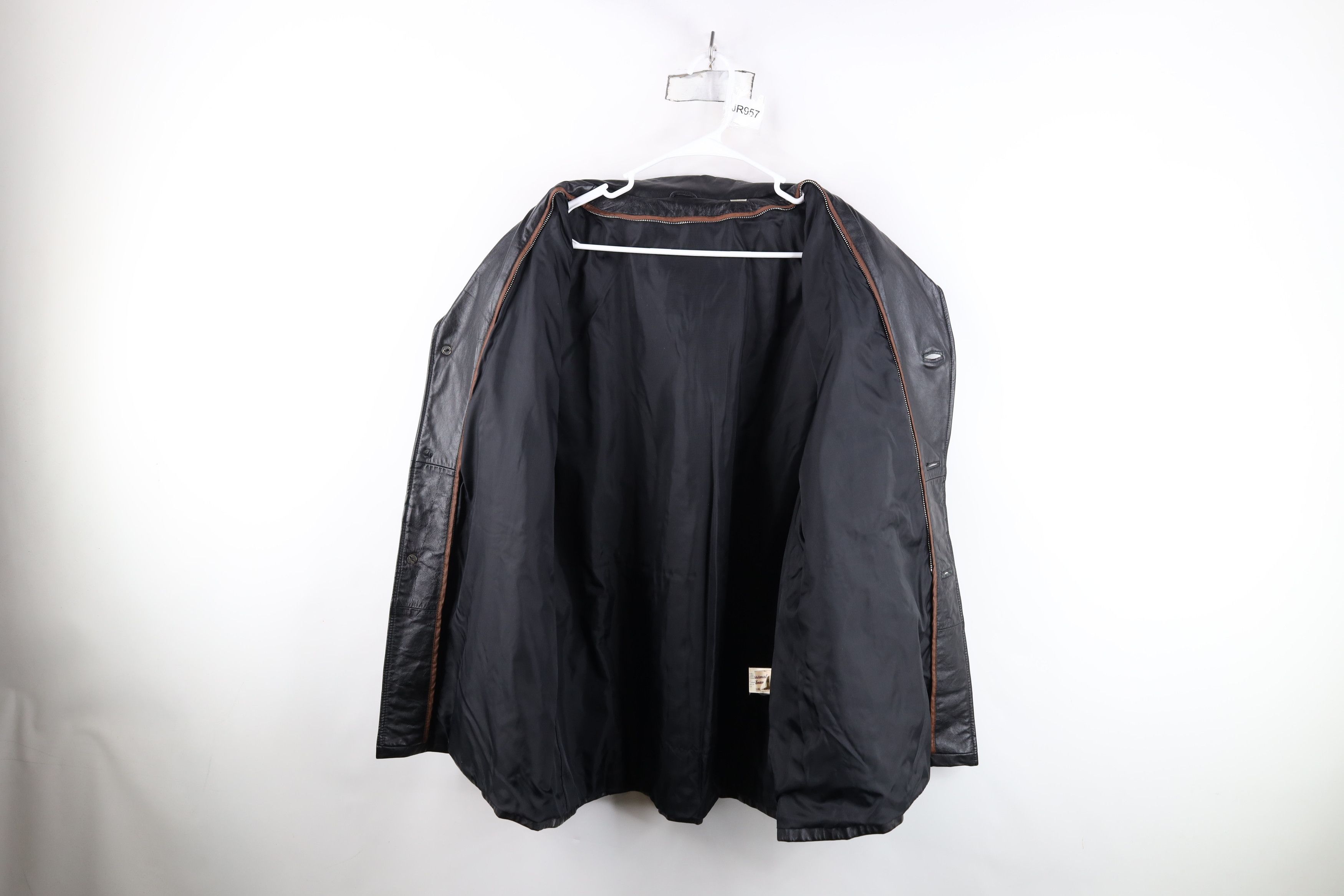 Vintage Vintage 70s Streetwear Button Leather Jacket Coat Black Size US XXL / EU 58 / 5 - 11 Thumbnail