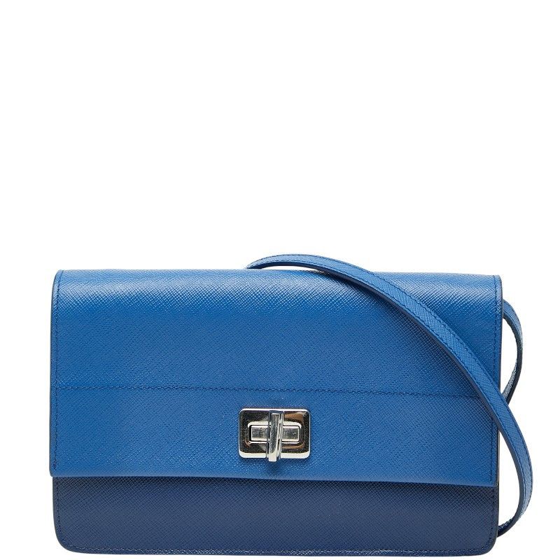 Prada Prada Saffiano Shoulder Bag Leather Crossbody Bag Duty Free For Usa in Blue, Women's