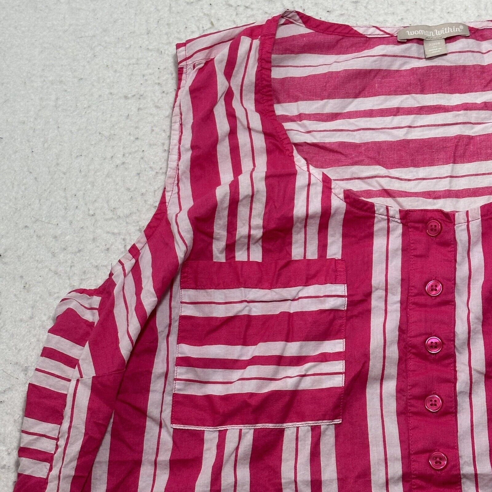 Other Woman Within 1X Sleeveless Pink Stripe Blouse Button Top Size XL / US 12-14 / IT 48-50 - 5 Thumbnail