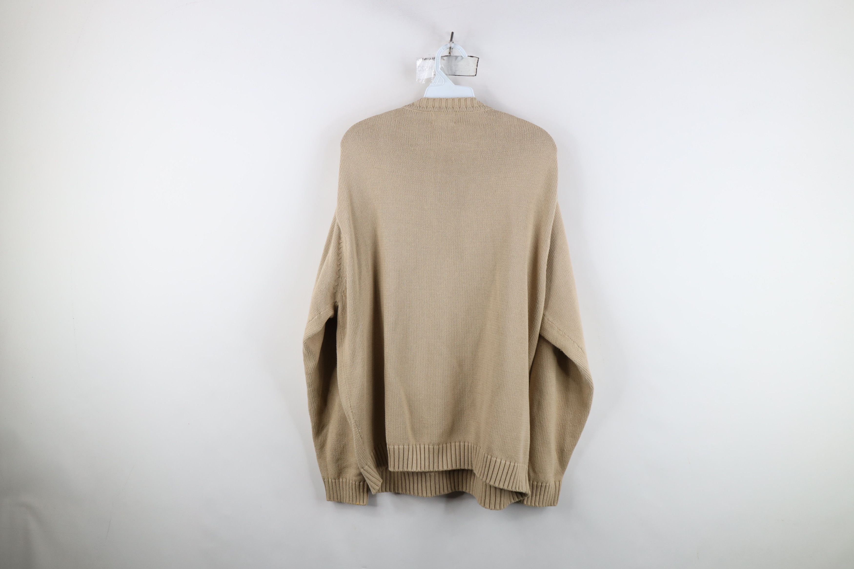 L.L. Bean Vintage 90s LL Bean Blank Cotton Knit V-Neck Sweater Beige Size US L / EU 52-54 / 3 - 12 Thumbnail