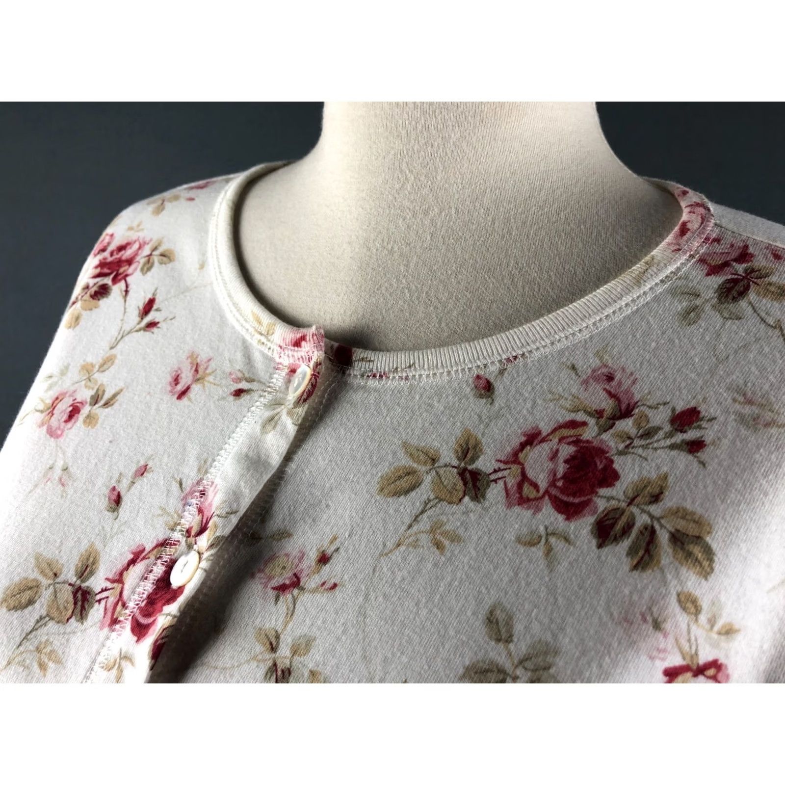 Laura Ashley Laura Ashley Women's Blouse Size M Ivory 100% Cotton Floral Short Sleeve Button-Up Top Casual Classic Shirt Womens Size M / US 6-8 / IT 42-44 - 7 Thumbnail