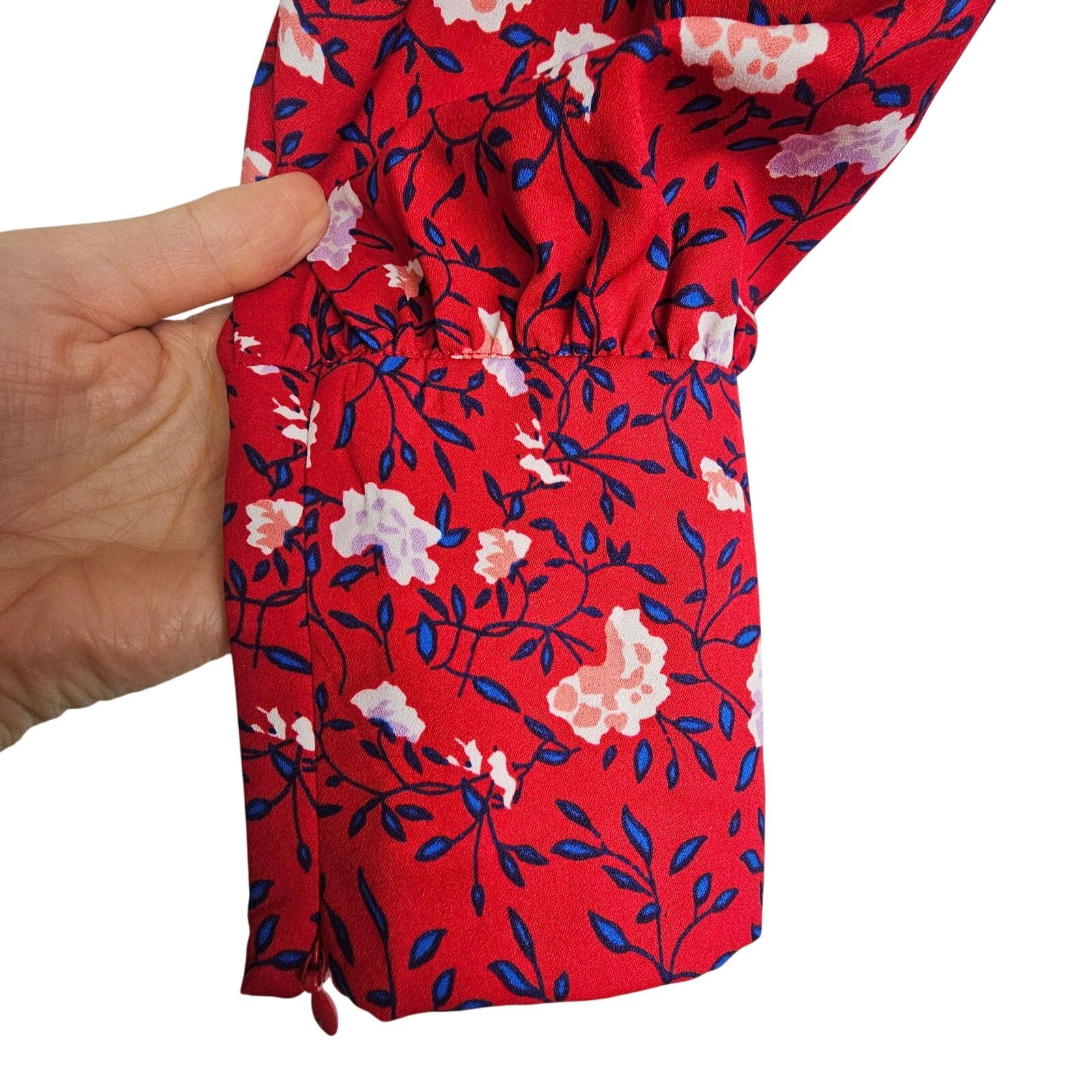 Ted Baker Walter Baker Womens Apple Blossom Floral Clara Ruched Button Size M / US 6-8 / IT 42-44 - 5 Thumbnail