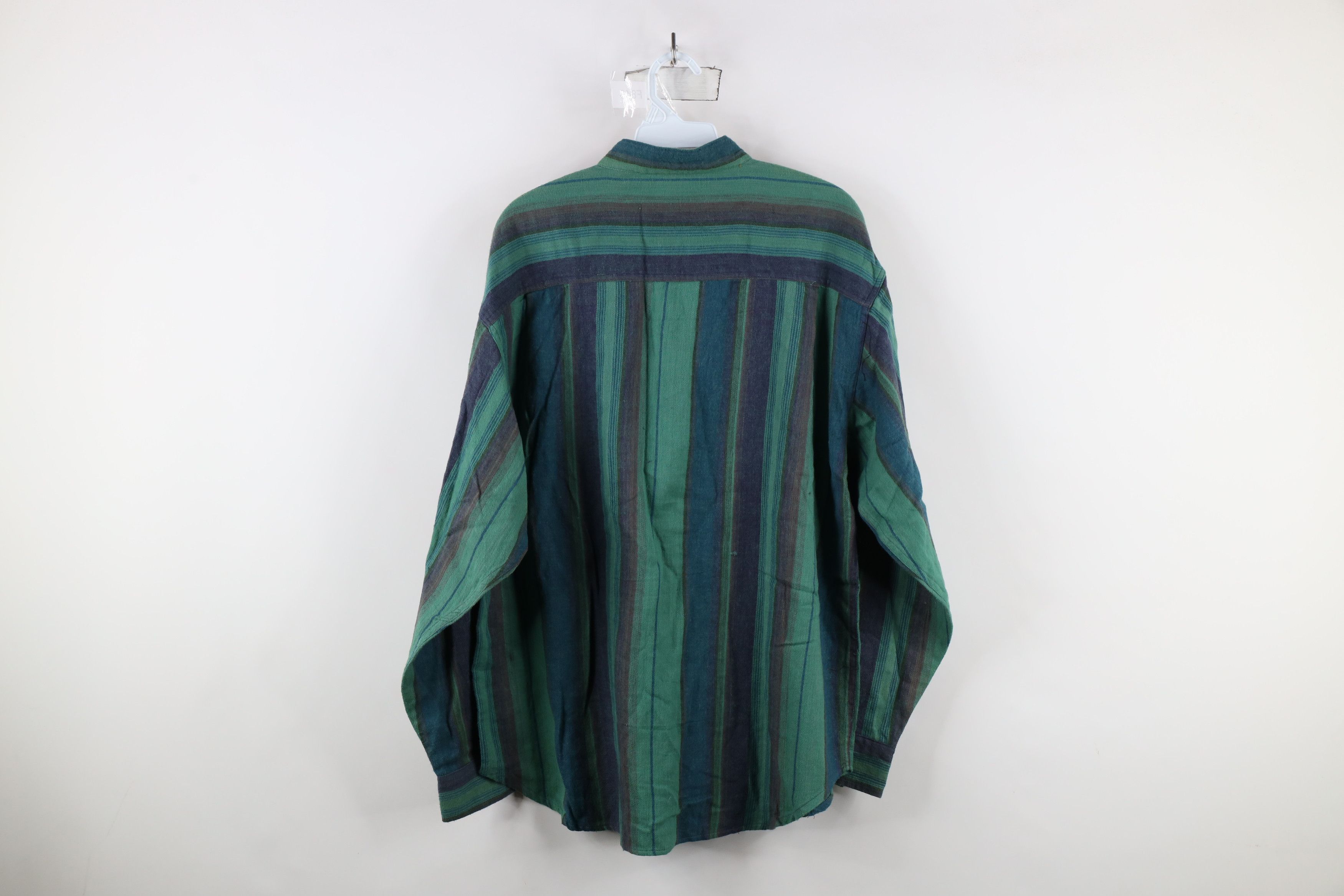 Vintage Vintage 90s Streetwear Flannel Band Collar Button Shirt Size US XL / EU 56 / 4 - 10 Thumbnail