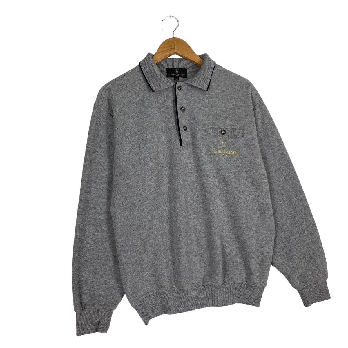 Designer Vintage 90s Claudio Valentino Collar Sweatshirt Size M Size US L / EU 52-54 / 3 - 3 Thumbnail