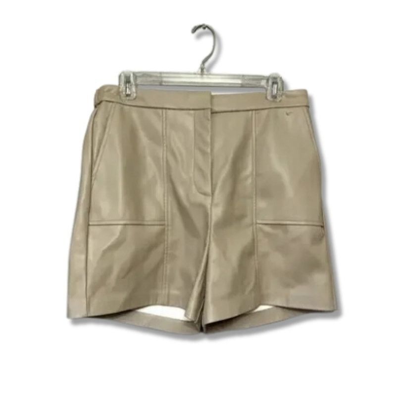 Other Halogen Faux Leather Shorts High Waisted Side Pockets Tan M Size 30" / US 8 / IT 44 - 2 Thumbnail