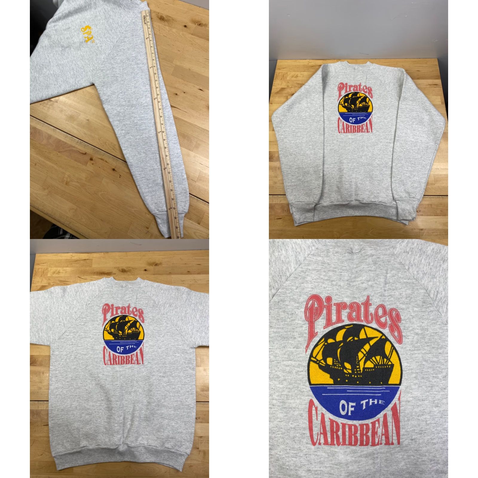 Fruit Of The Loom VINTAGE Pirates of the Carribean Pullover Sweater Adult L Gray USA Size US L / EU 52-54 / 3 - 8 Thumbnail