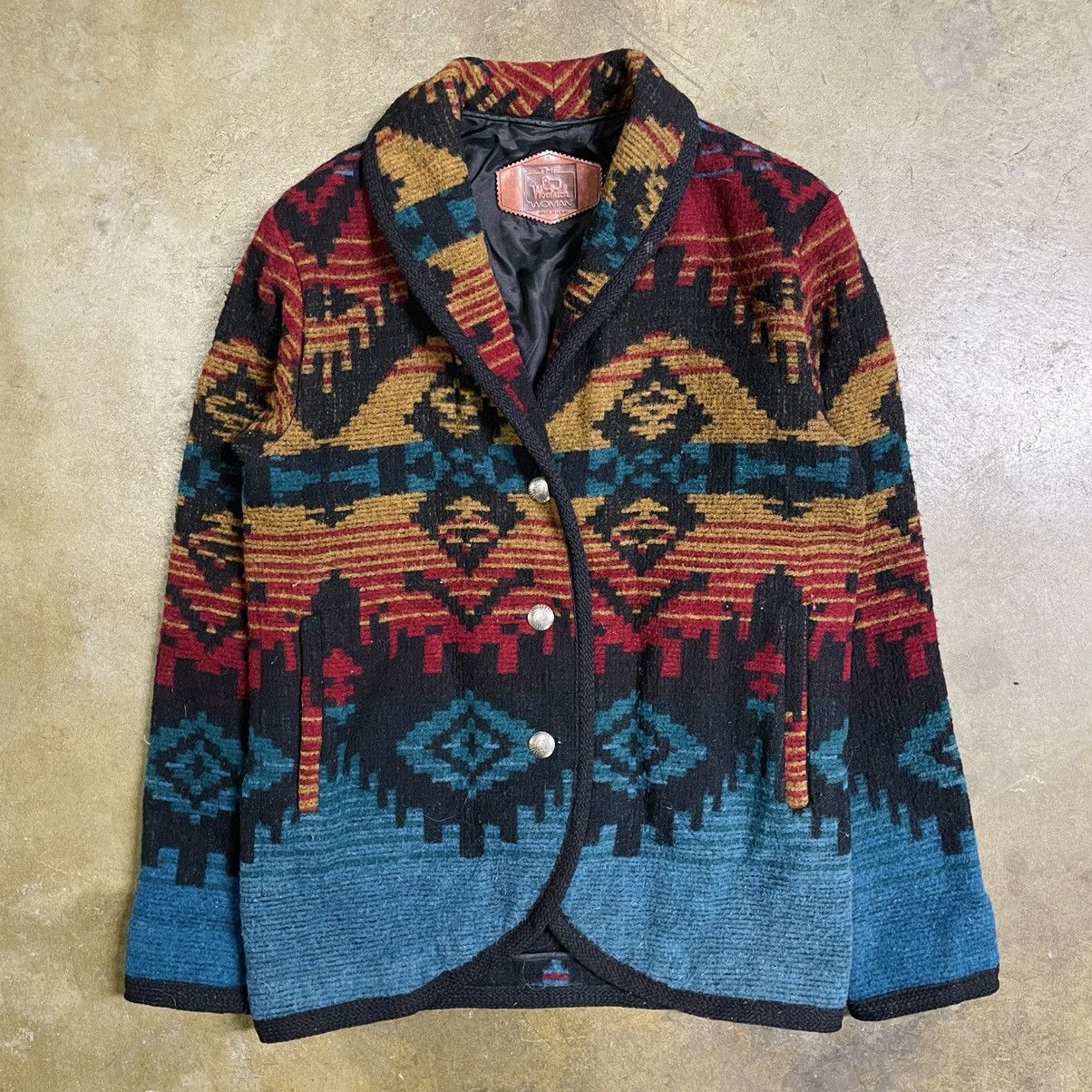 Woolrich Women's M Medium Reversible Wool Jacket Ikat Pattern Navajo deals Accent Seam