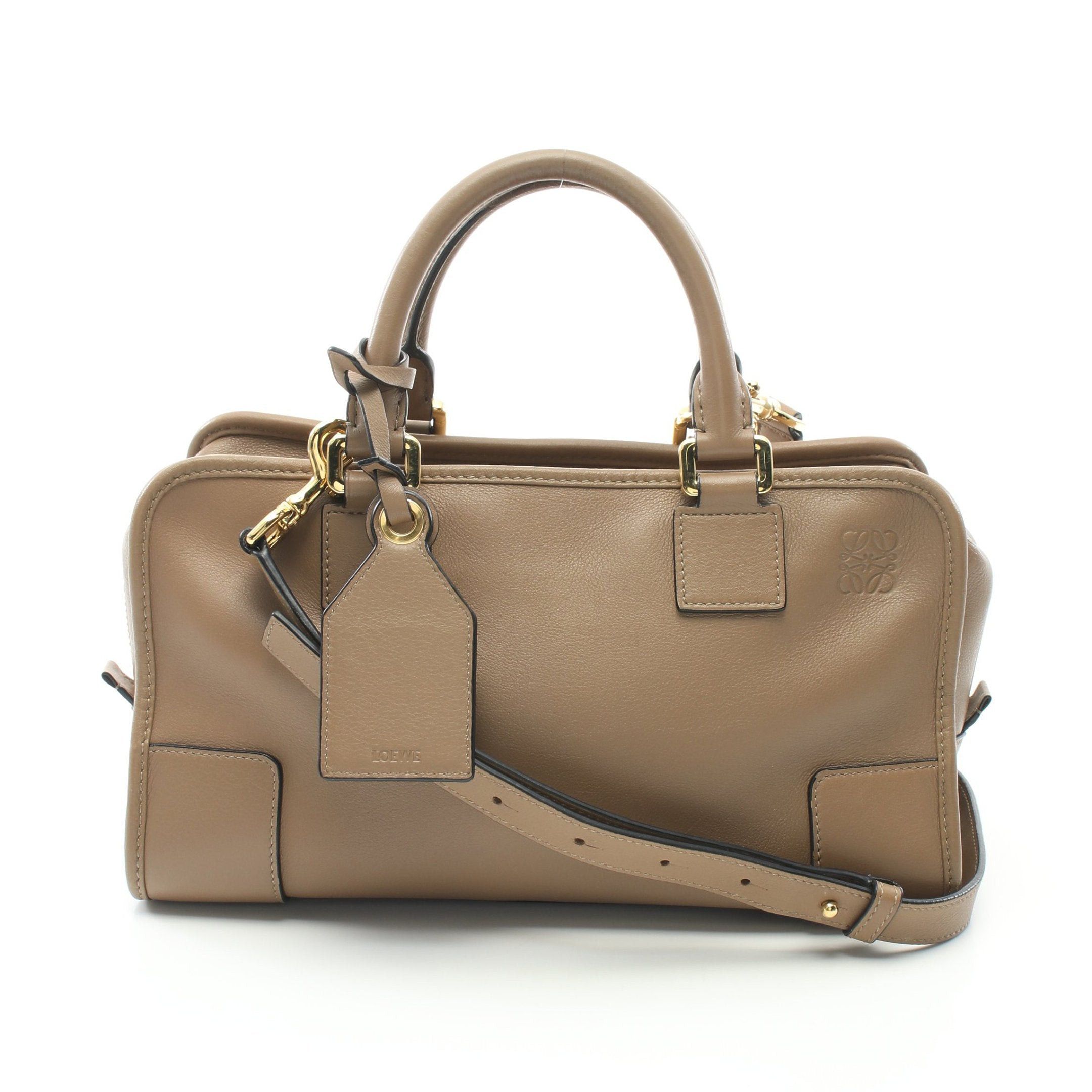 image of Loewe Amazona28 Handbag Leather Brown 2Way, Women's