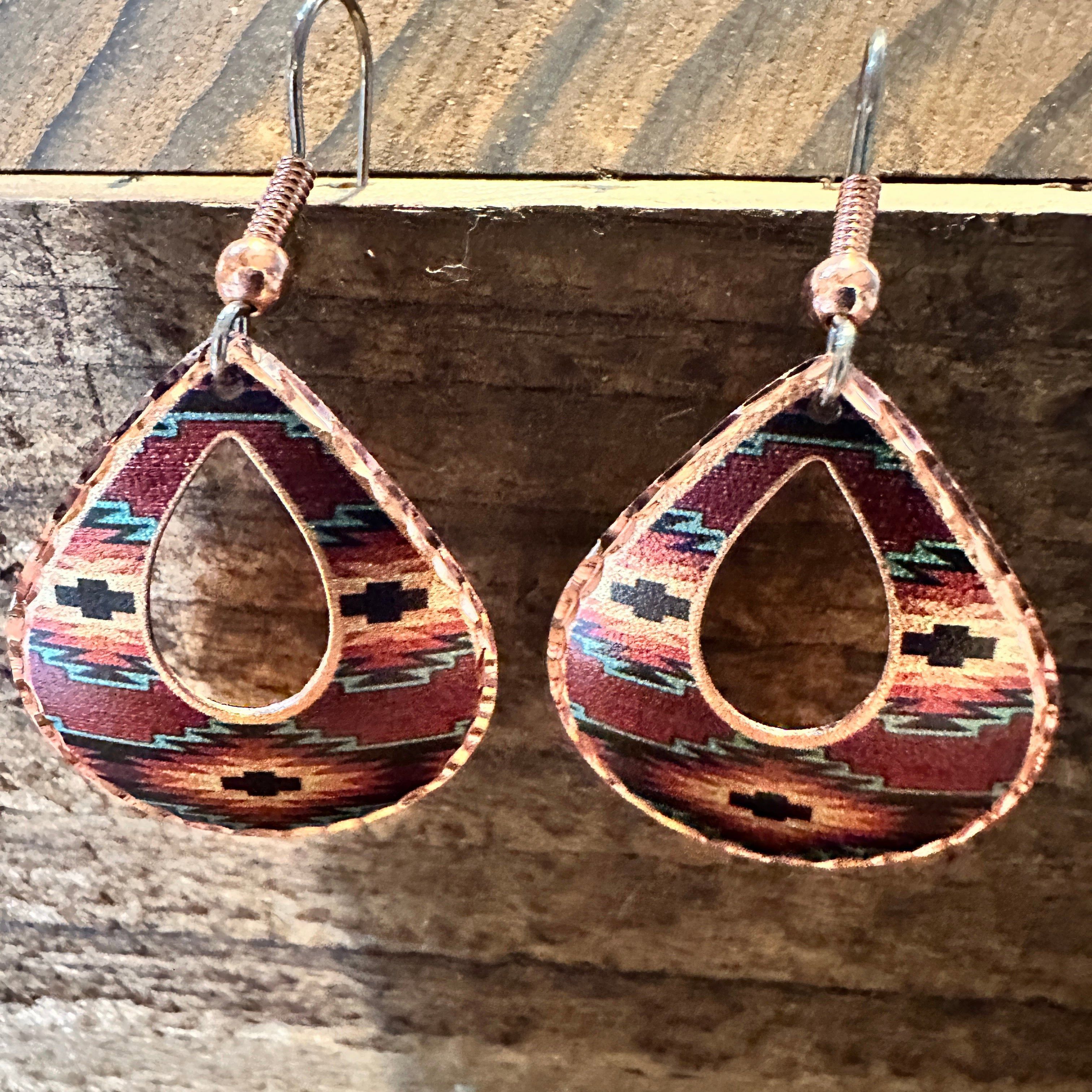 Other Handmade Boho Copper Earrings, Diamond Cut Southwestern Nati Size ONE SIZE - 4 Thumbnail