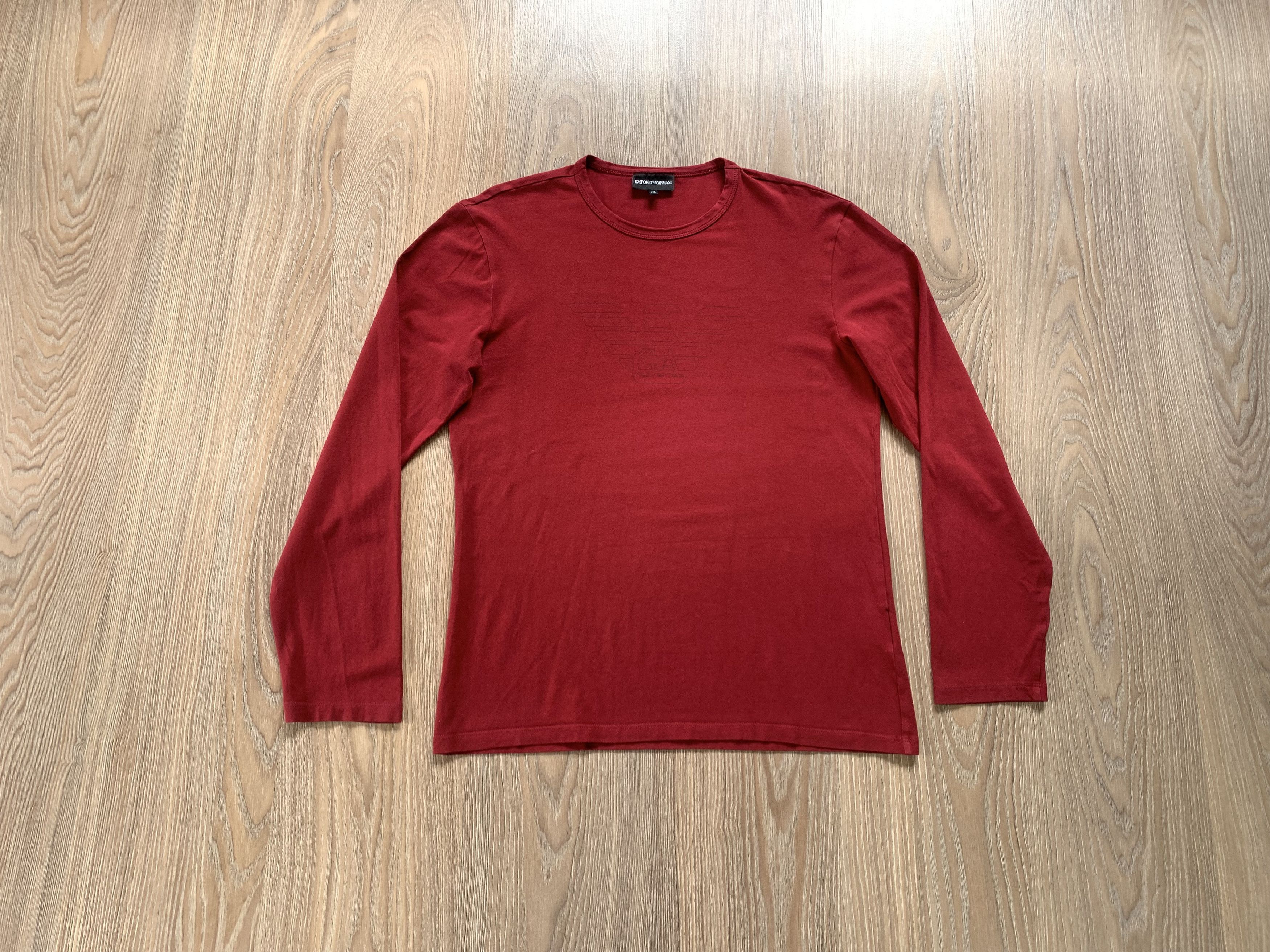 Emporio Armani Vintage Emporio Armani Red Long Sleeve T-Shirt Size US L / EU 52-54 / 3 - 1 Thumbnail