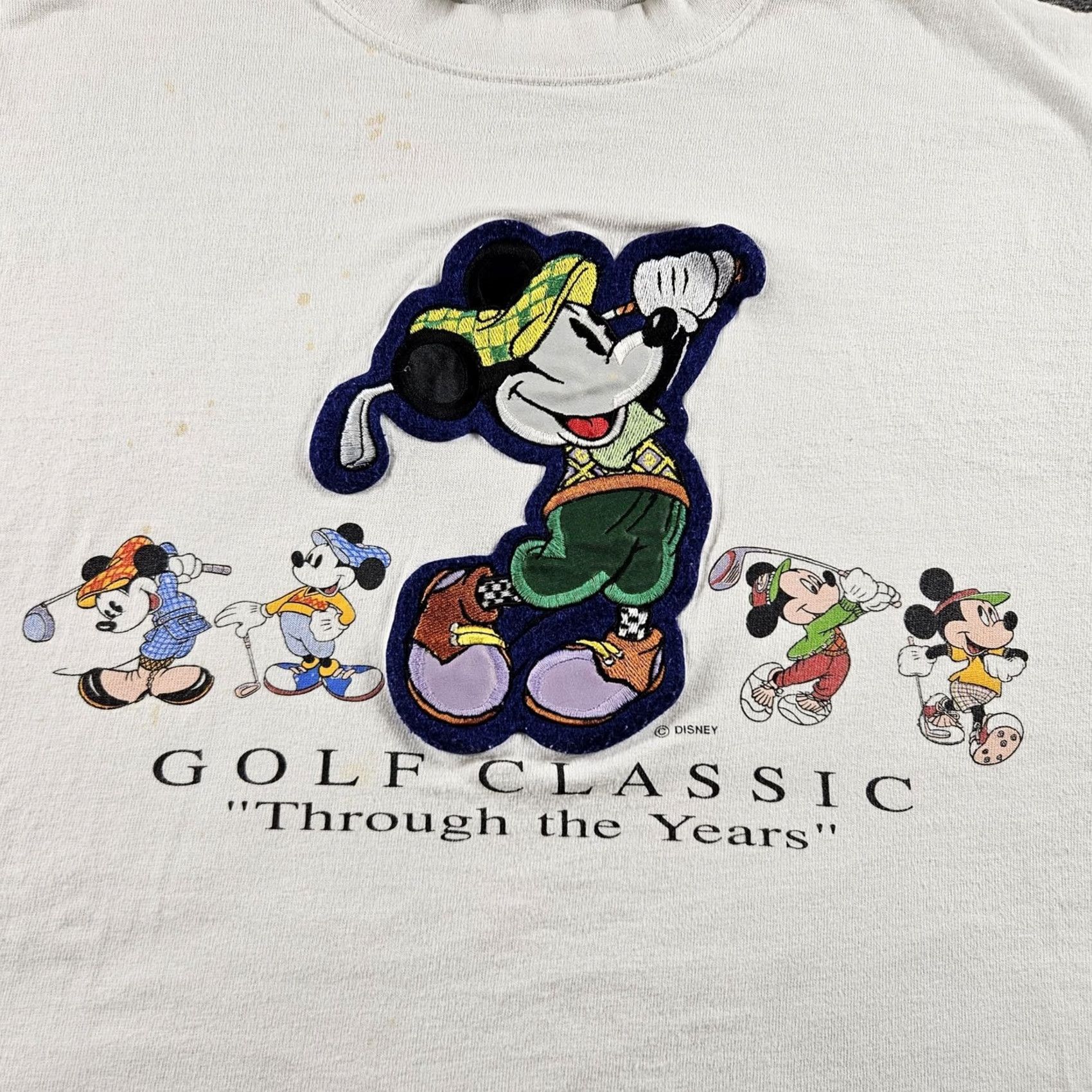 Disney VINTAGE Mickey Mouse Golf Classic Shirt Mens L White GENUS 90s Disney Graphics Mock Neck Short Sleeve Cotton Jersey Embroidered Fits Regular Men Size US L / EU 52-54 / 3 - 2 Thumbnail