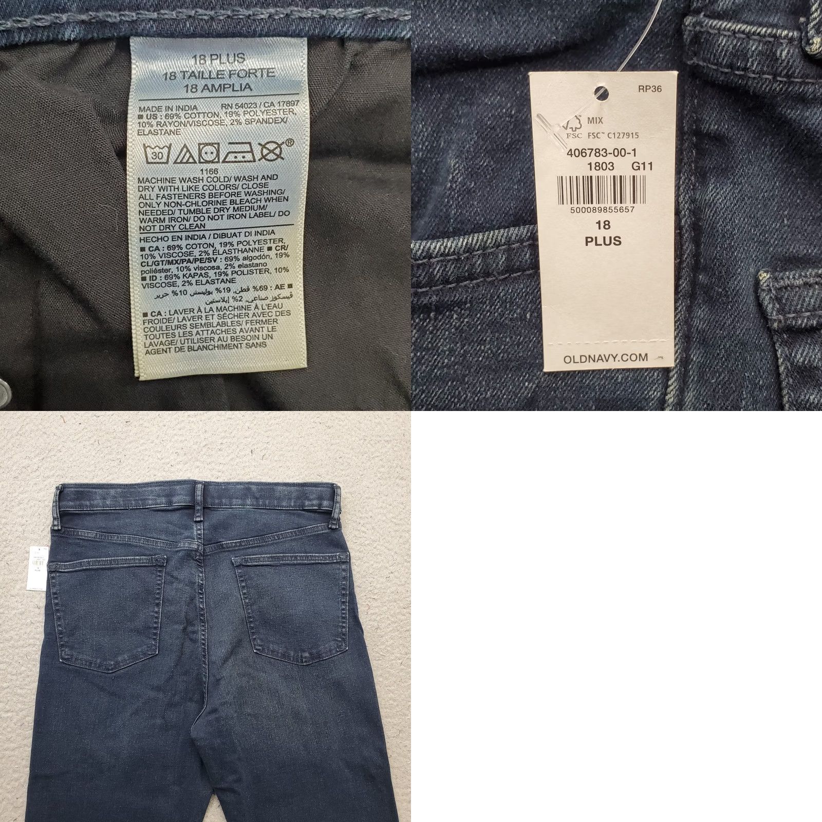 Old Navy Old Navy Jeans Women Plus 18 Blue Denim Slim Fit 360° Stretch Whiskered Straight Size 40" / US 18 - 8 Thumbnail
