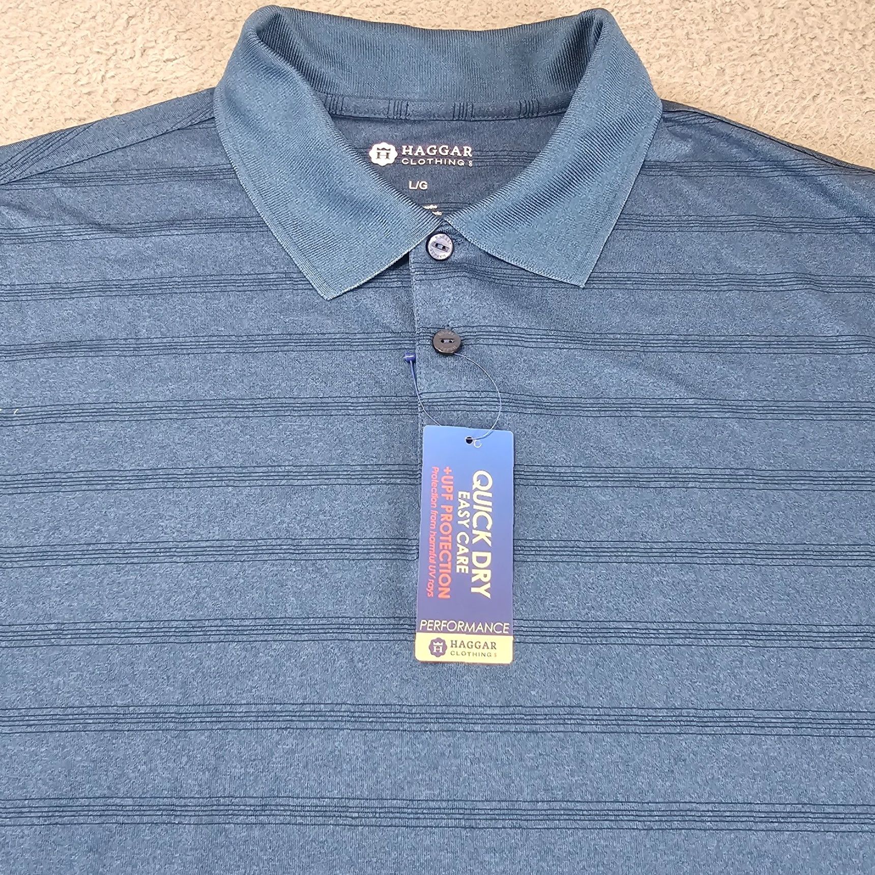 Haggar Haggar Polo Shirt Adult Large Heather Blue Performance Casual Golf Rugby Mens Size US L / EU 52-54 / 3 - 4 Thumbnail