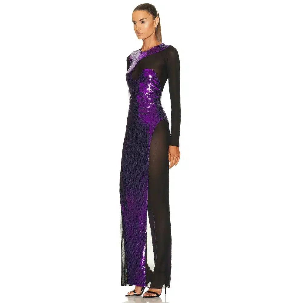 Tom Ford o1loc1c0225 AB3193 Sequins Evening Dress in Black Purple Size M / US 6-8 / IT 42-44 - 2 Thumbnail