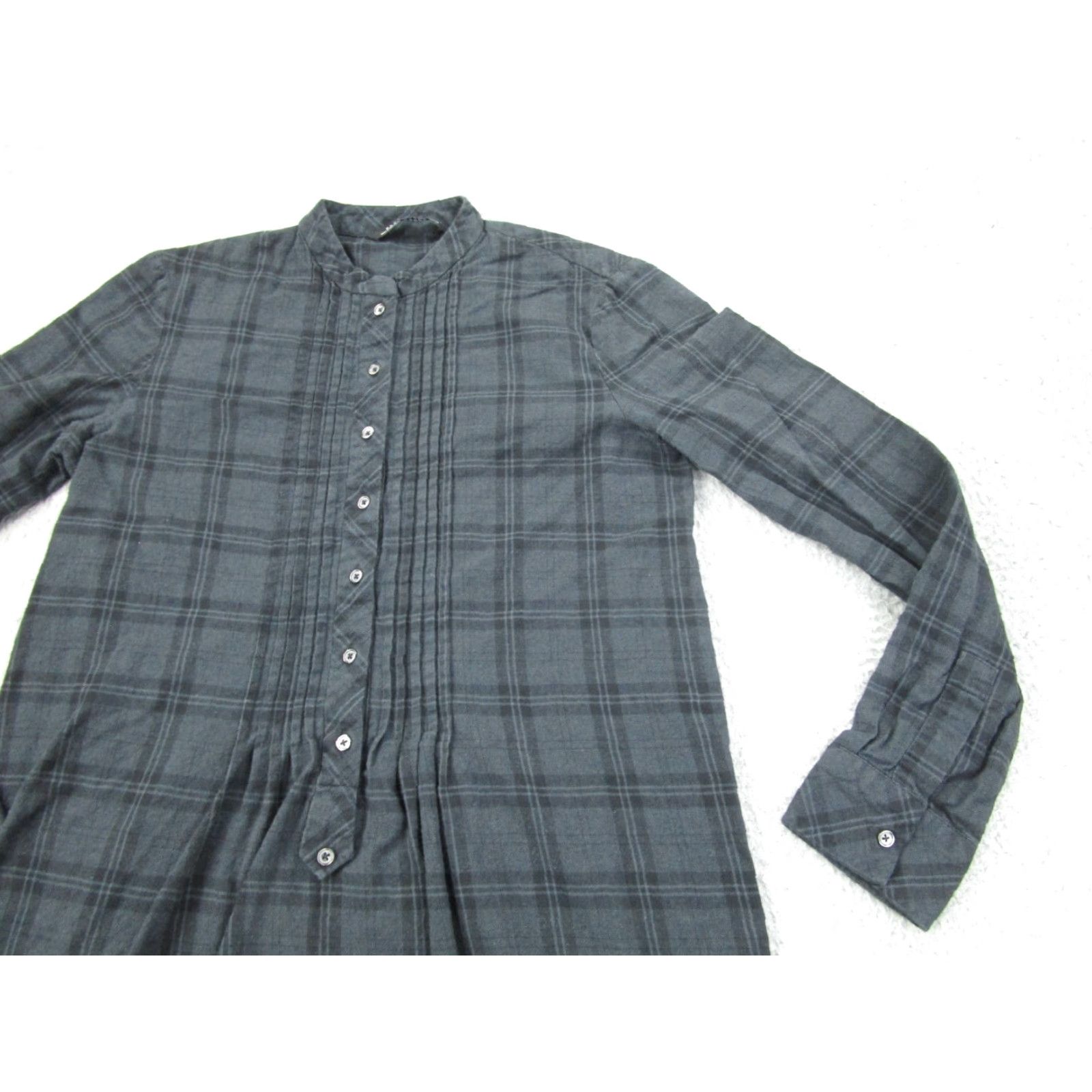 Zara Zara Shirt Dress Womens XS Gray Black Flannel Plaid Indie Western Gothic Punk Shirt Dress Womens XS Gray Size XS / US 0-2 / IT 36-38 - 3 Thumbnail