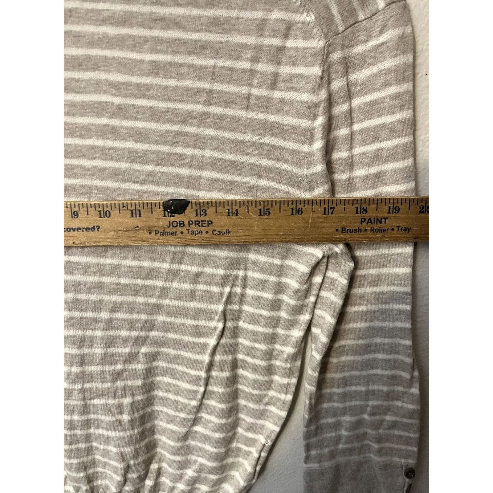 Loft LOFT Cardigan Sweater Women’s Gray Striped Size M Long Sleeve Open Breathable Lightweight 100% Cotton Button Crew Neck Size M / US 6-8 / IT 42-44 - 4 Thumbnail
