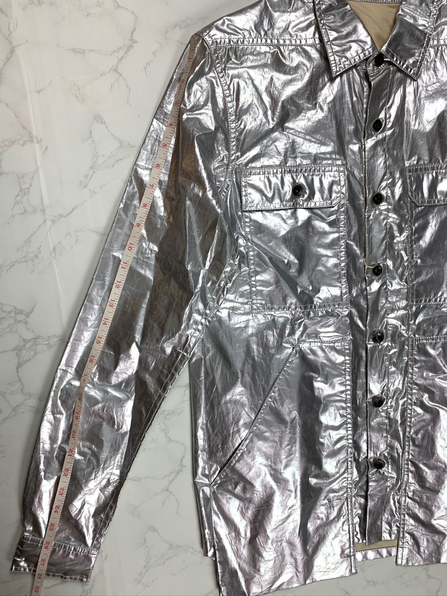 Rick Owens × Rick Owens Drkshdw 🔥80% OFF🔥 Rick Owens Silver Cargo Pocket Overshirt Size US XS / EU 42 / 0 - 5 Thumbnail