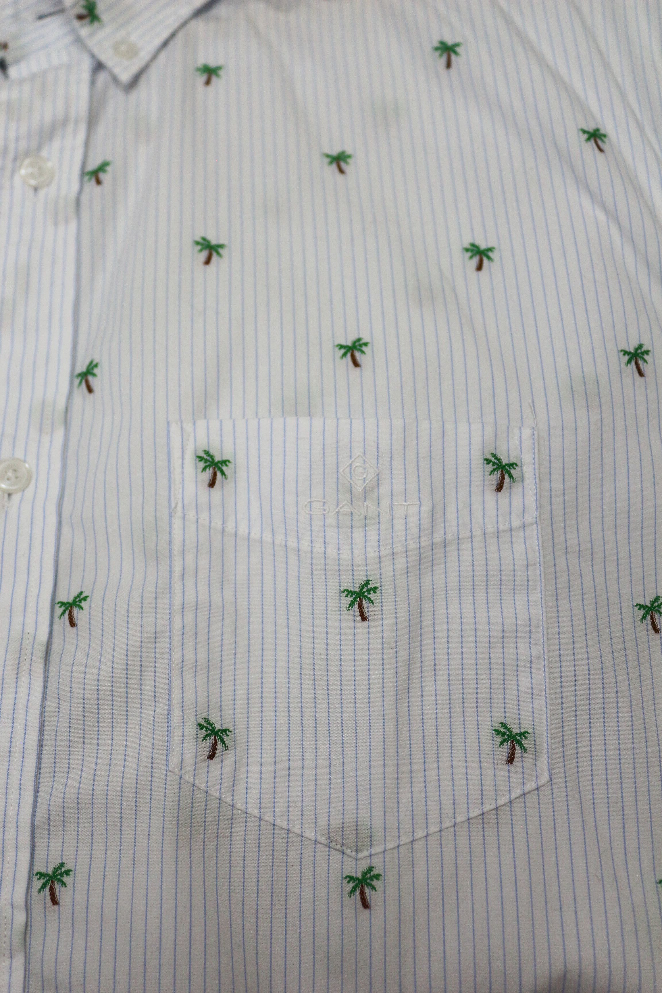 Gant × Vintage Gant Palm Tree Printed Striped Oxford Shirt Preppy NZ Size US XL / EU 56 / 4 - 6 Thumbnail