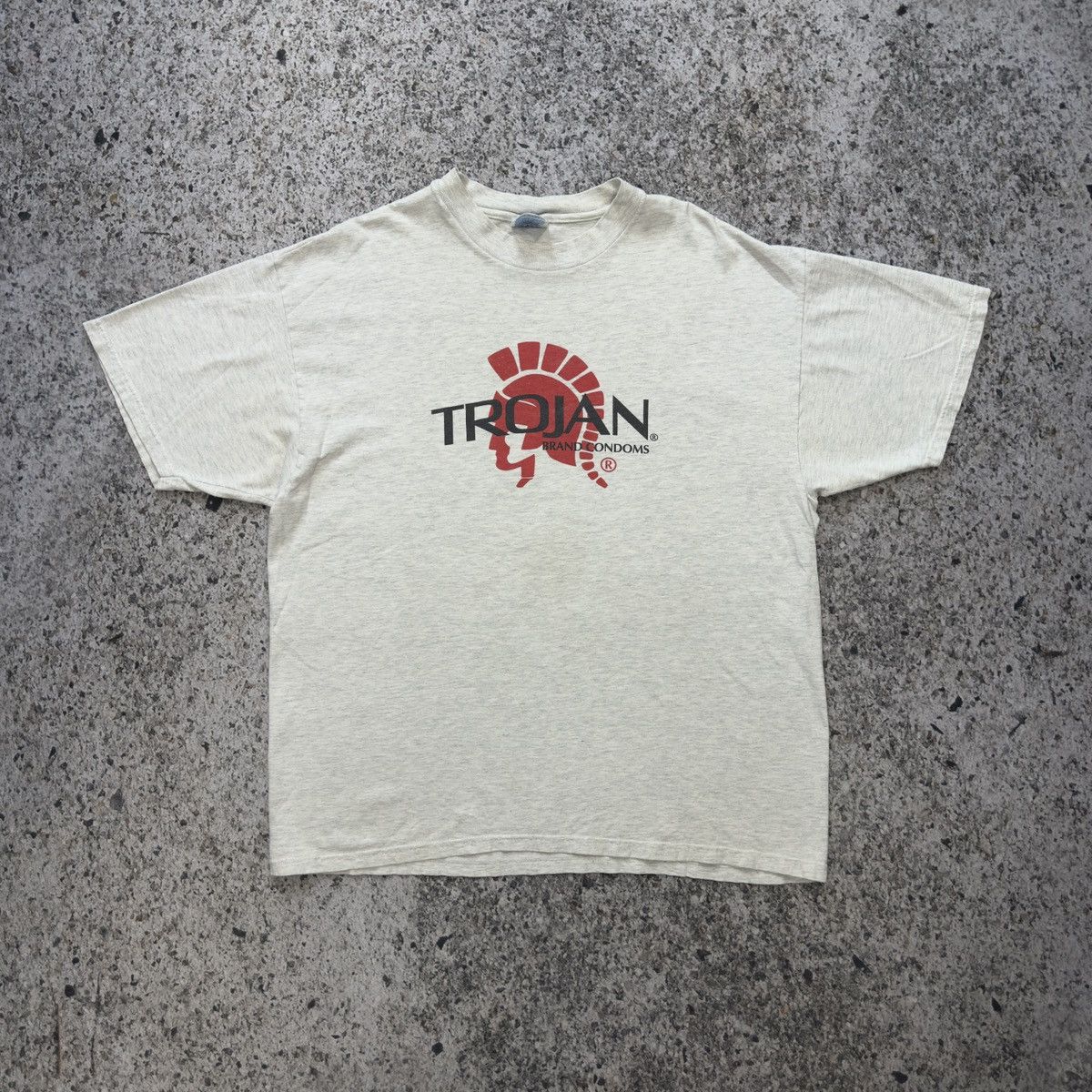 Vintage Vintage 90s Trojan Condoms Shirt Thrashed Faded ERD Grunge Size US XL / EU 56 / 4 - 1 Thumbnail