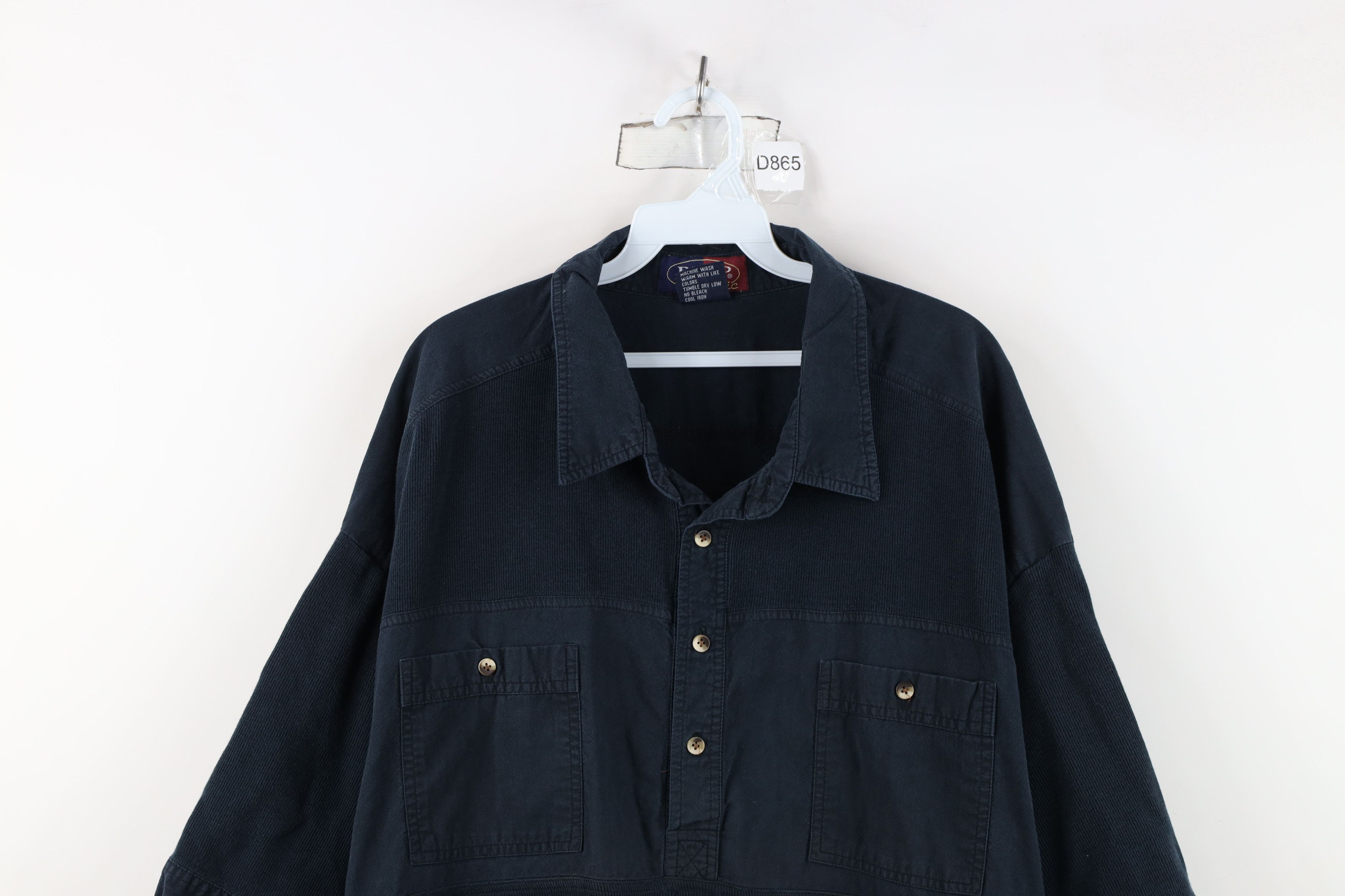 Vintage Vintage 90s Streetwear Ribbed Knit Pullover Polo Shirt Black Size US XXL / EU 58 / 5 - 2 Thumbnail