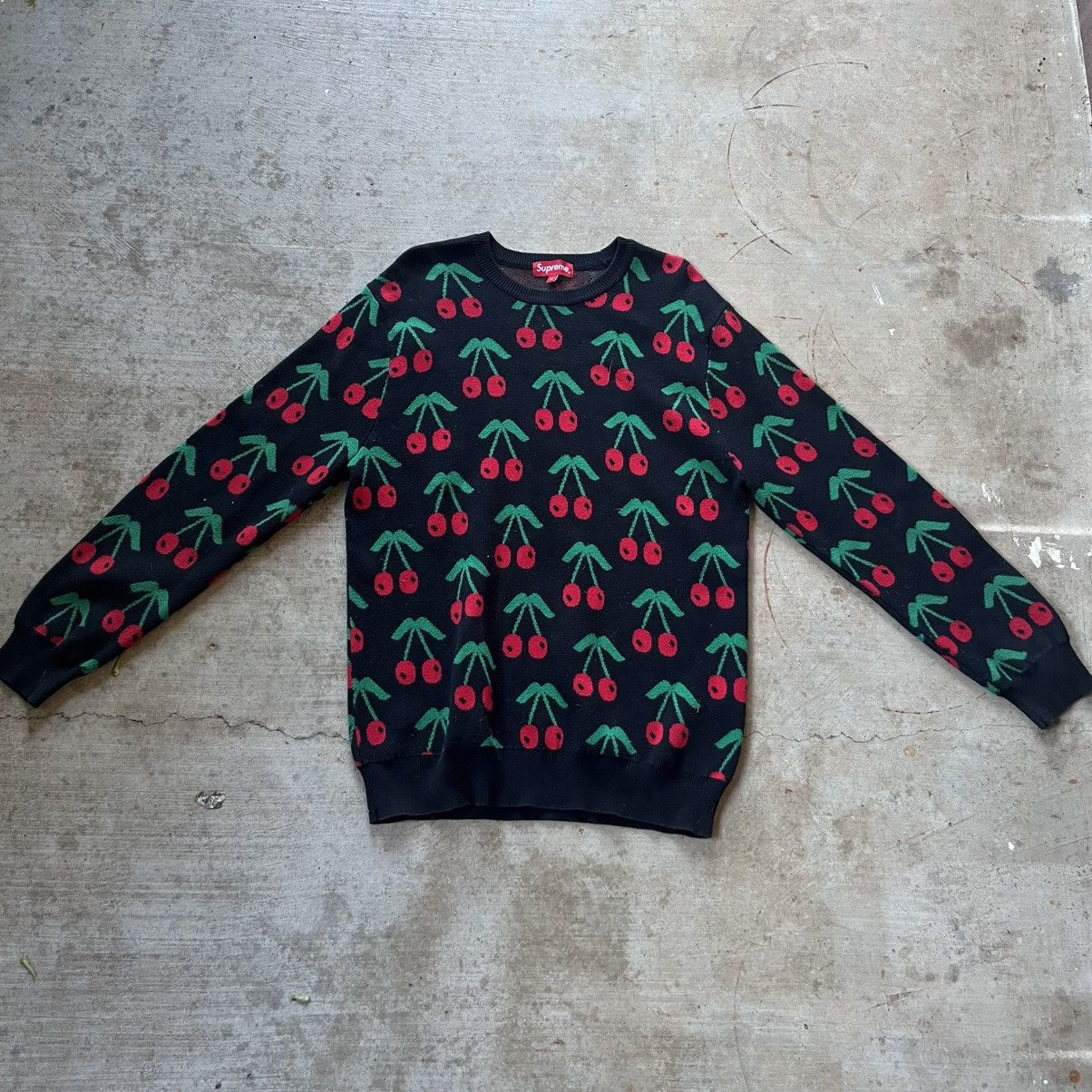Supreme Supreme Cherry Sweater FW14 Size Medium Black Cherries Knit Size US M / EU 48-50 / 2 - 1 Thumbnail