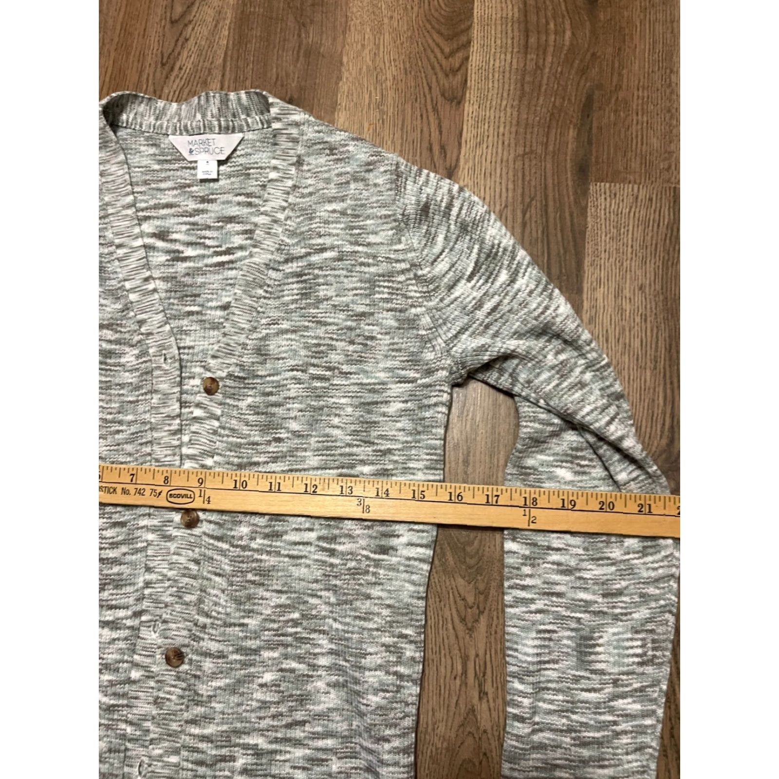 Market Market & Spruce Sweater Womens Medium Gray Buttons Cardigan Long Sleeve Size M / US 6-8 / IT 42-44 - 6 Thumbnail