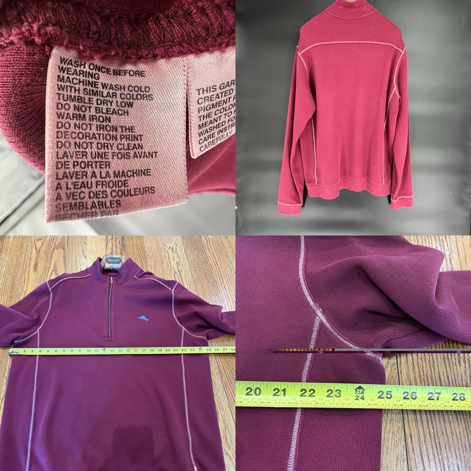 Tommy Bahama Tommy Bahama Sweater Mens LT Quarter Zip Pullover Cotton 1/4 Zip Logo Mock Neck Red Big & Tall SSW Size US L / EU 52-54 / 3 - 8 Thumbnail
