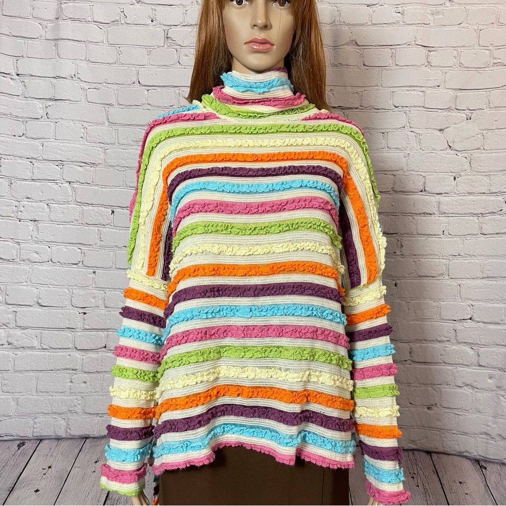 Other New Zano Basic Multicolor Stripes Ruffles High Neck Sweater Size M / US 6-8 / IT 42-44 - 1 Thumbnail