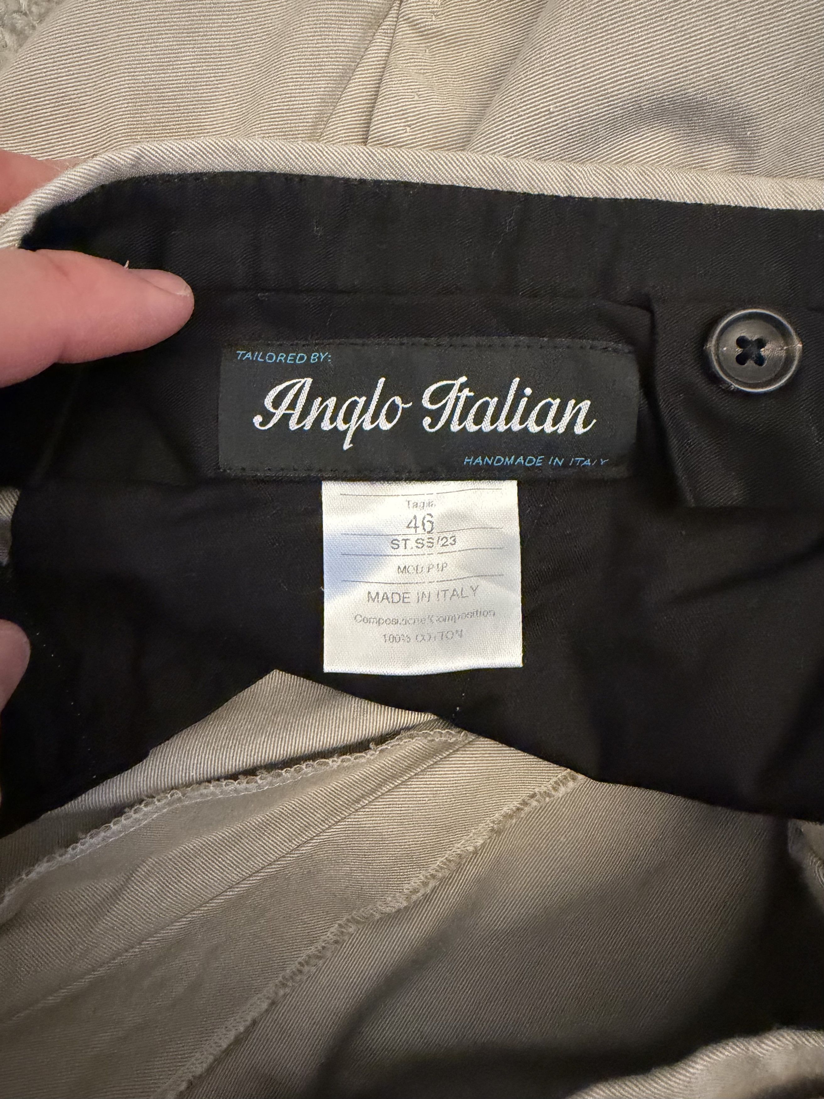 Anglo-Italian Cotton/silk trousers - stone - size 36 Size 36R - 3 Thumbnail